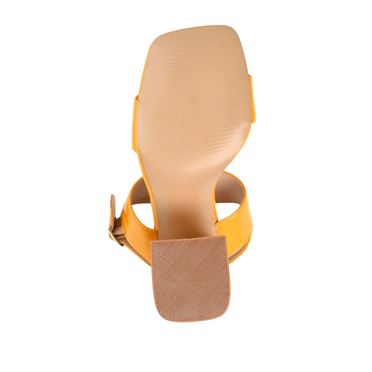 ADRAS STRAPPY BLOCK HEELS IN PATENT - Orange Patent - Image 8