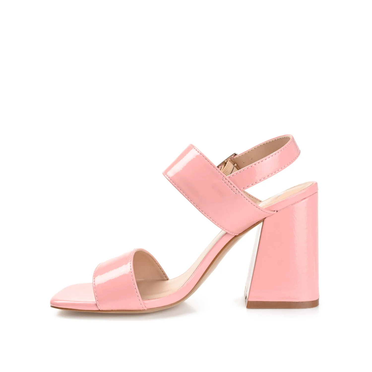 ADRAS STRAPPY BLOCK HEELS IN PATENT - Pink Patent - Image 3