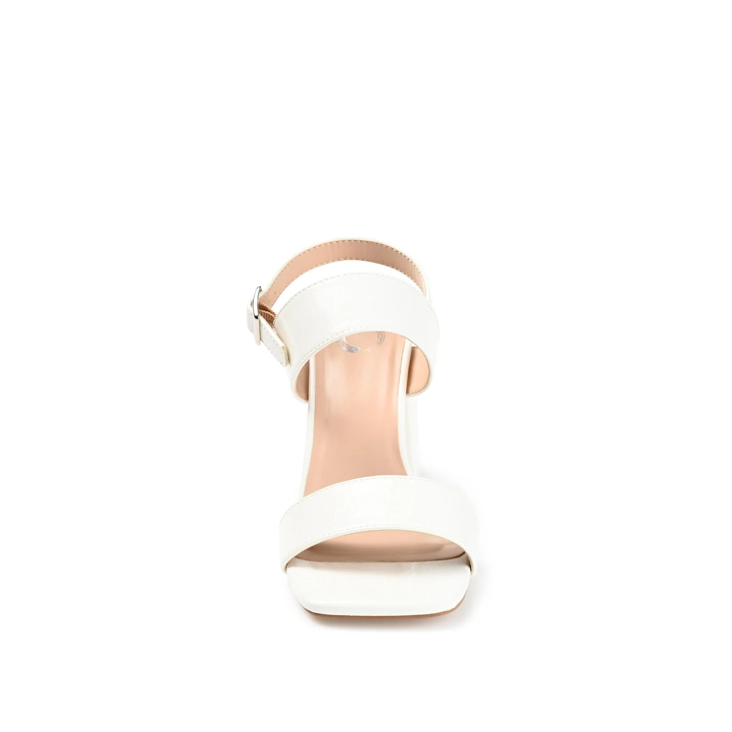 ADRAS STRAPPY BLOCK HEELS IN PATENT - White Patent - Image 5