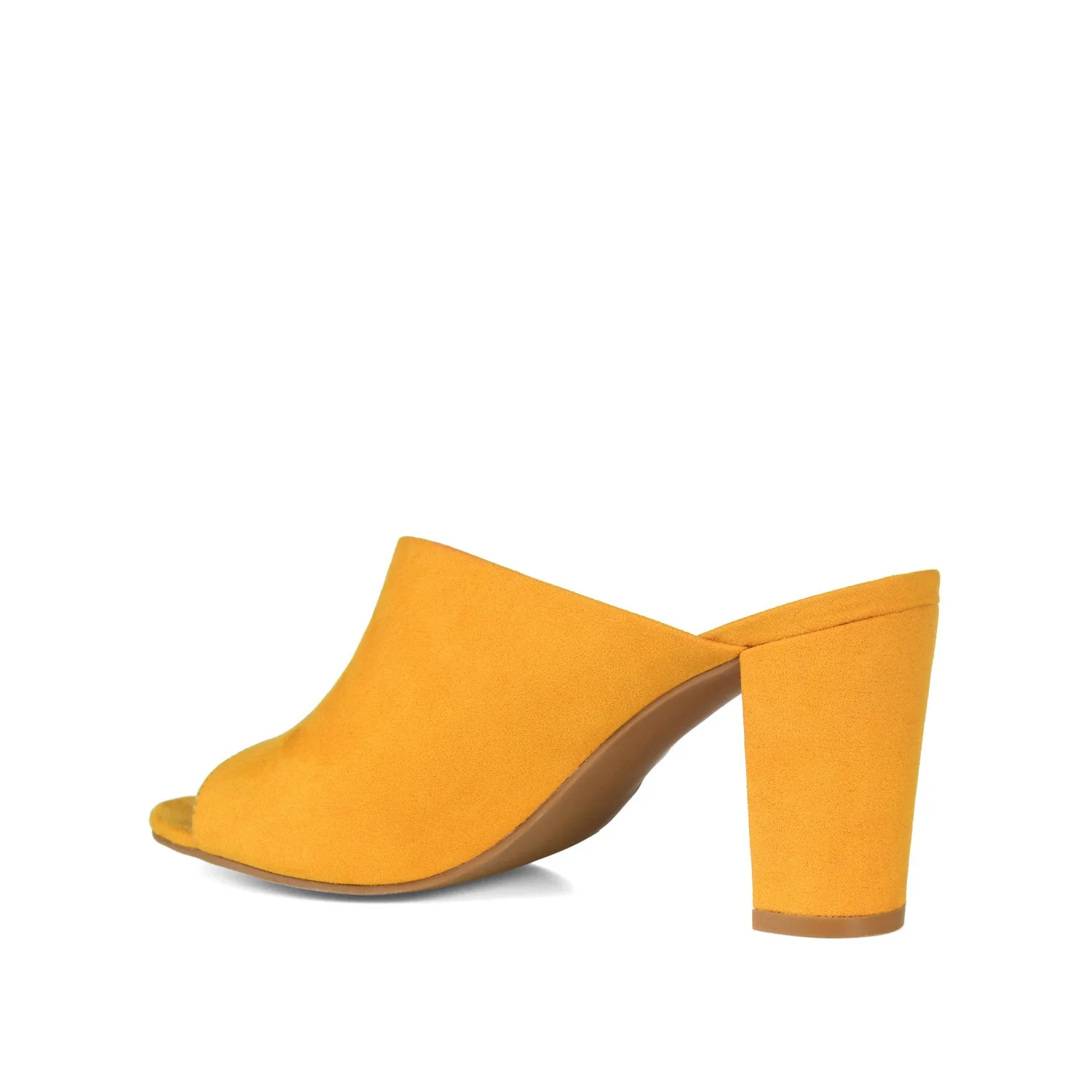 ALLEA BLOCK HEELS IN FAUX SUEDE - Mustard Faux Suede - Image 4