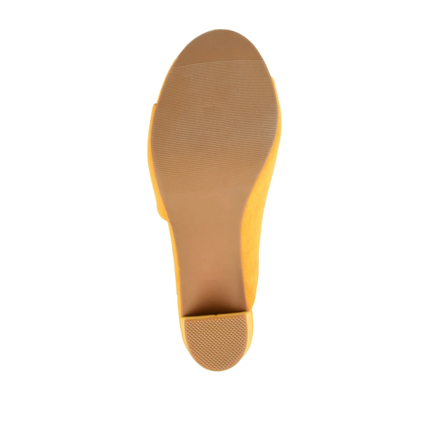 ALLEA BLOCK HEELED MULES IN WIDE - Mustard Faux Suede - Image 7