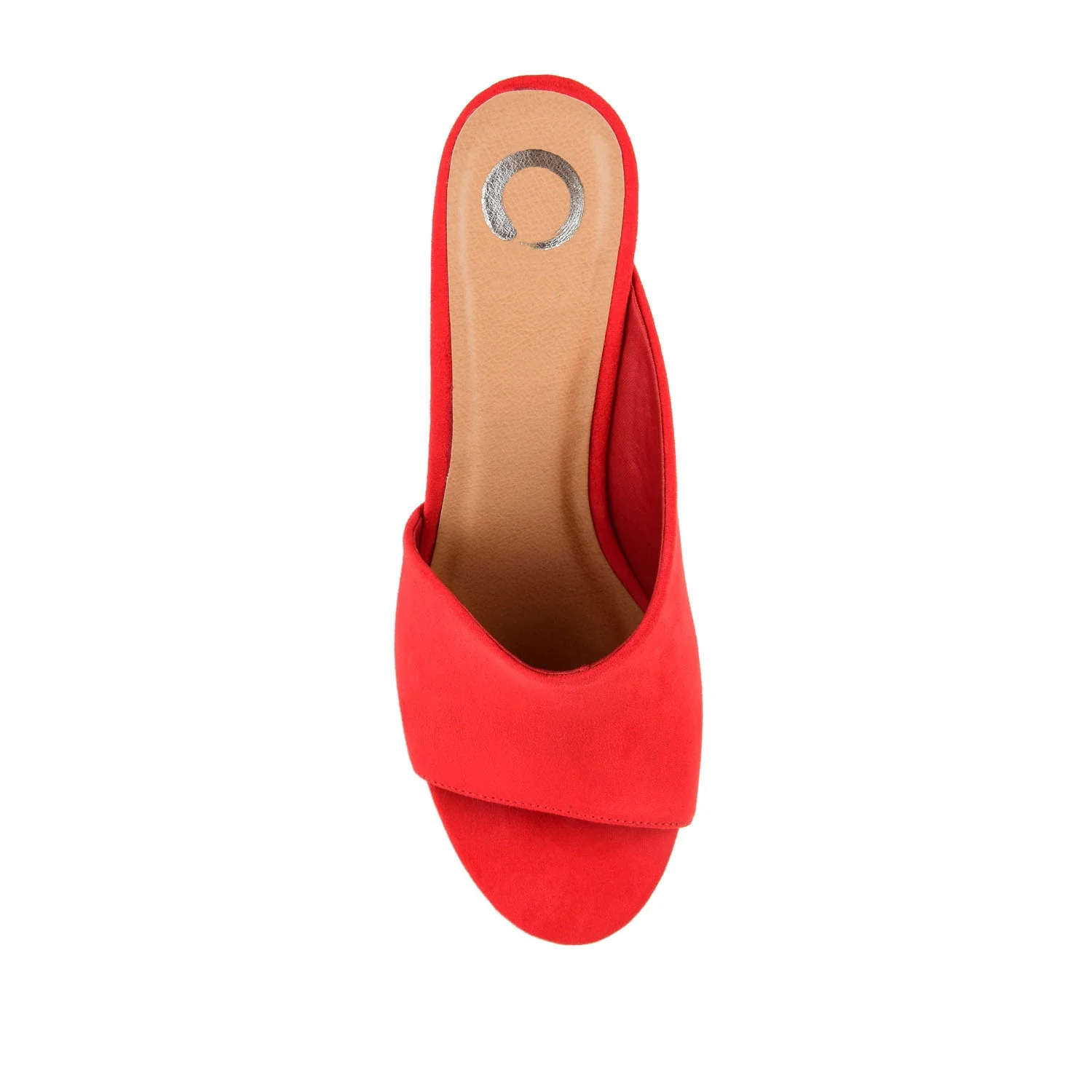 ALLEA BLOCK HEELED MULES IN WIDE - Red Faux Suede - Image 6