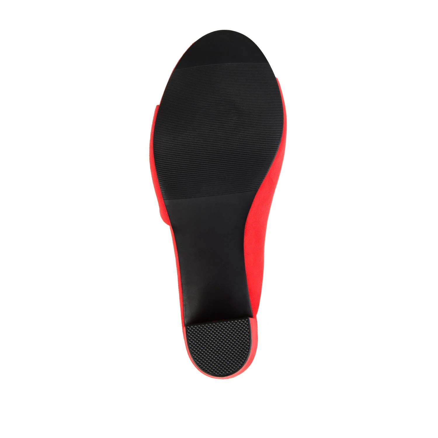 ALLEA BLOCK HEELED MULES IN WIDE - Red Faux Suede - Image 8
