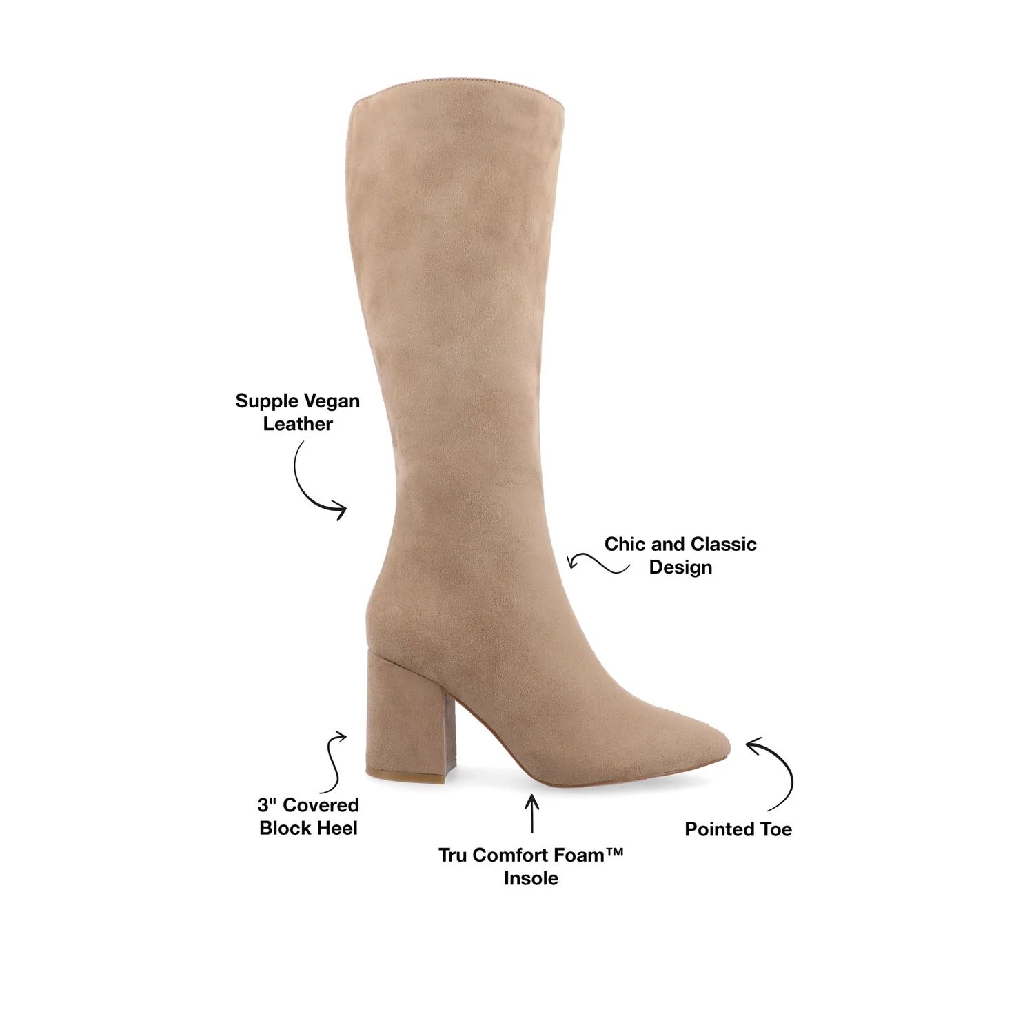 AMEYLIA KNEE-HIGH BOOTS IN WIDE WIDTH & CALF - Beige - Image 9