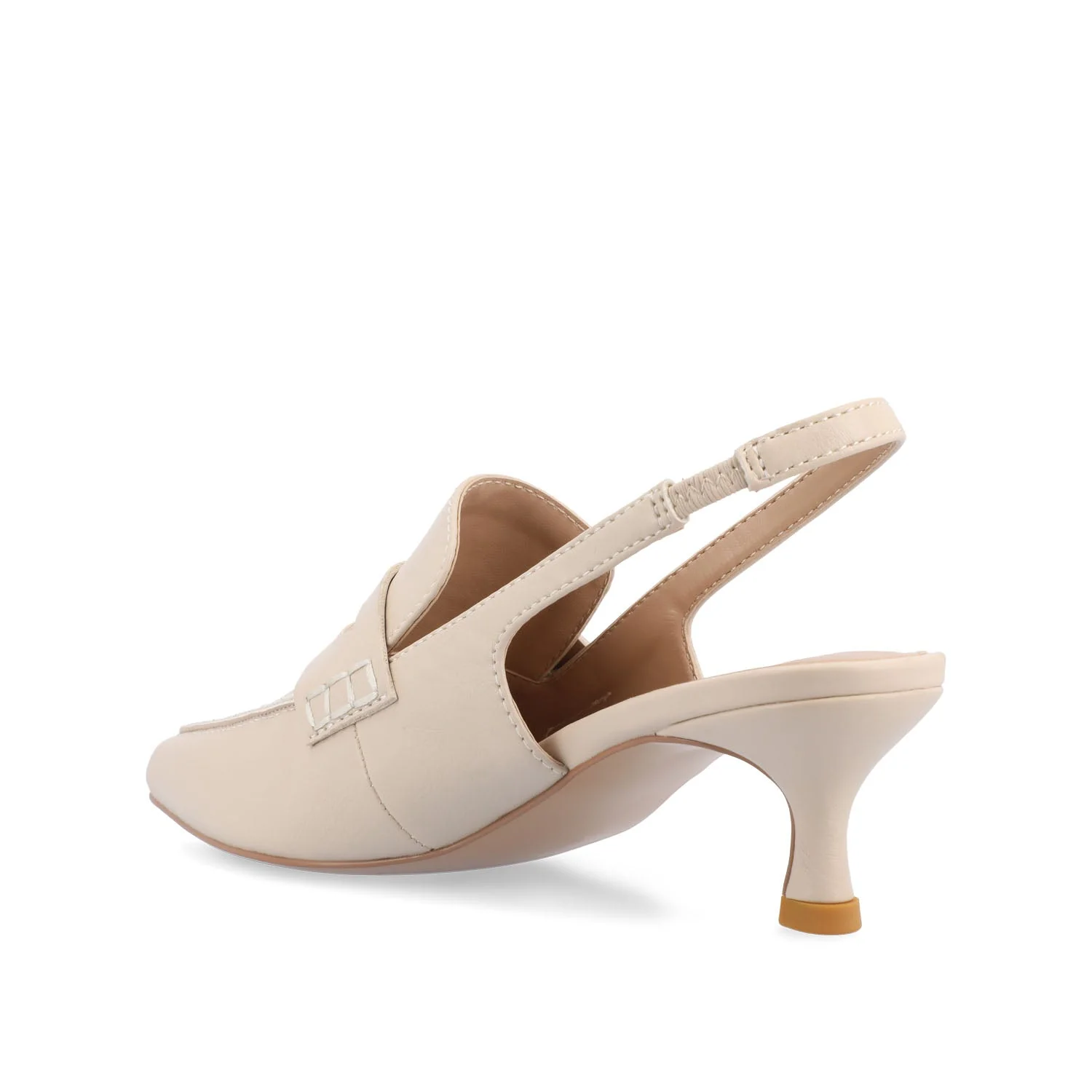 AMORY KITTEN HEEL LOAFERS IN VEGAN LEATHER - Beige - Image 4