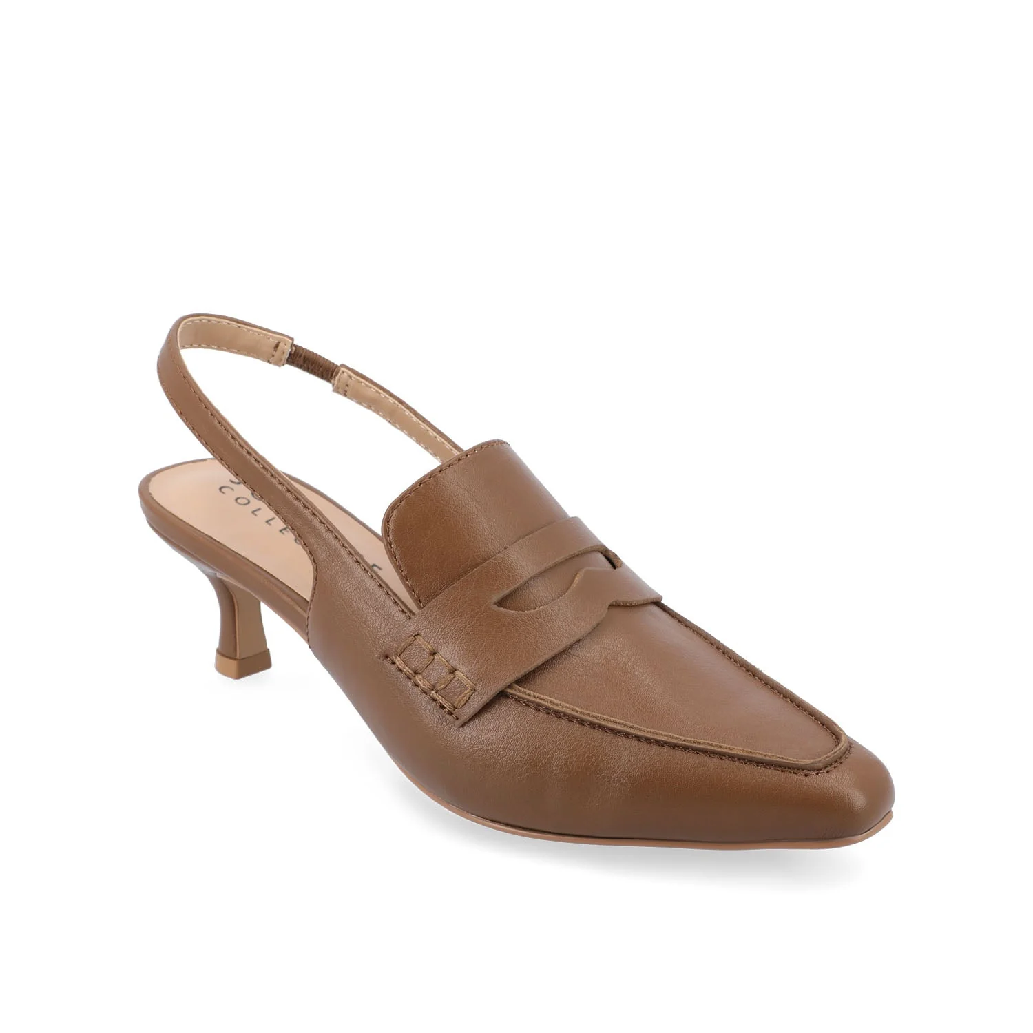 AMORY KITTEN HEEL LOAFERS IN VEGAN LEATHER - Brown - Image 2