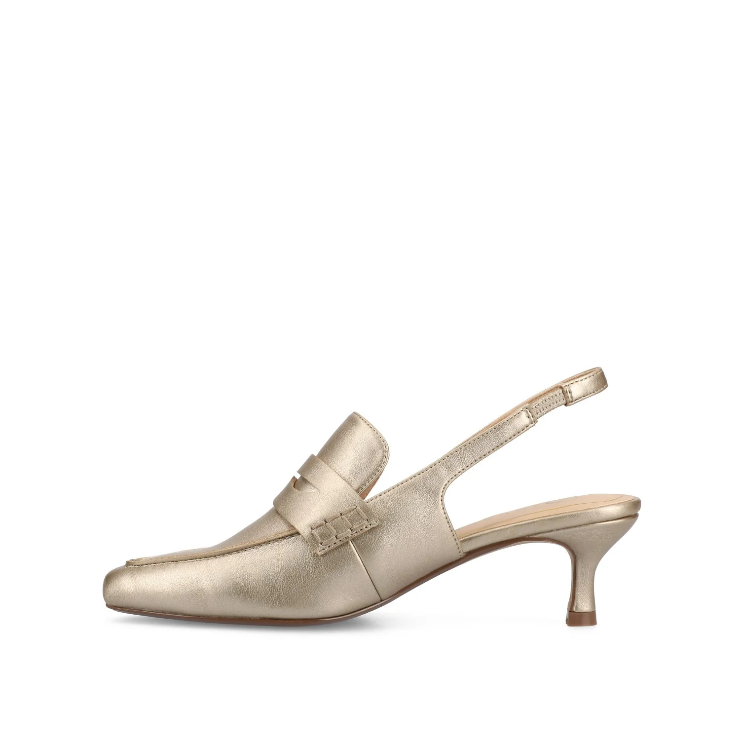 AMORY KITTEN HEEL LOAFERS IN VEGAN LEATHER - Champagne - Image 3