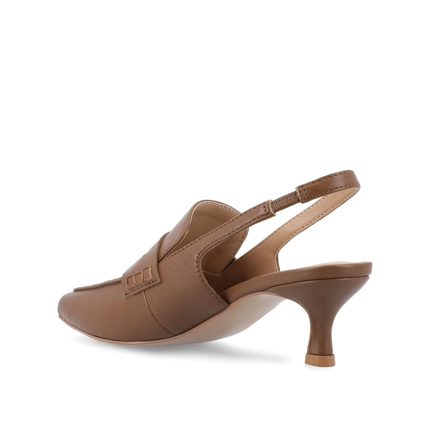 AMORY KITTEN HEEL LOAFERS IN VEGAN LEATHER IN WIDE - Brown - Image 4
