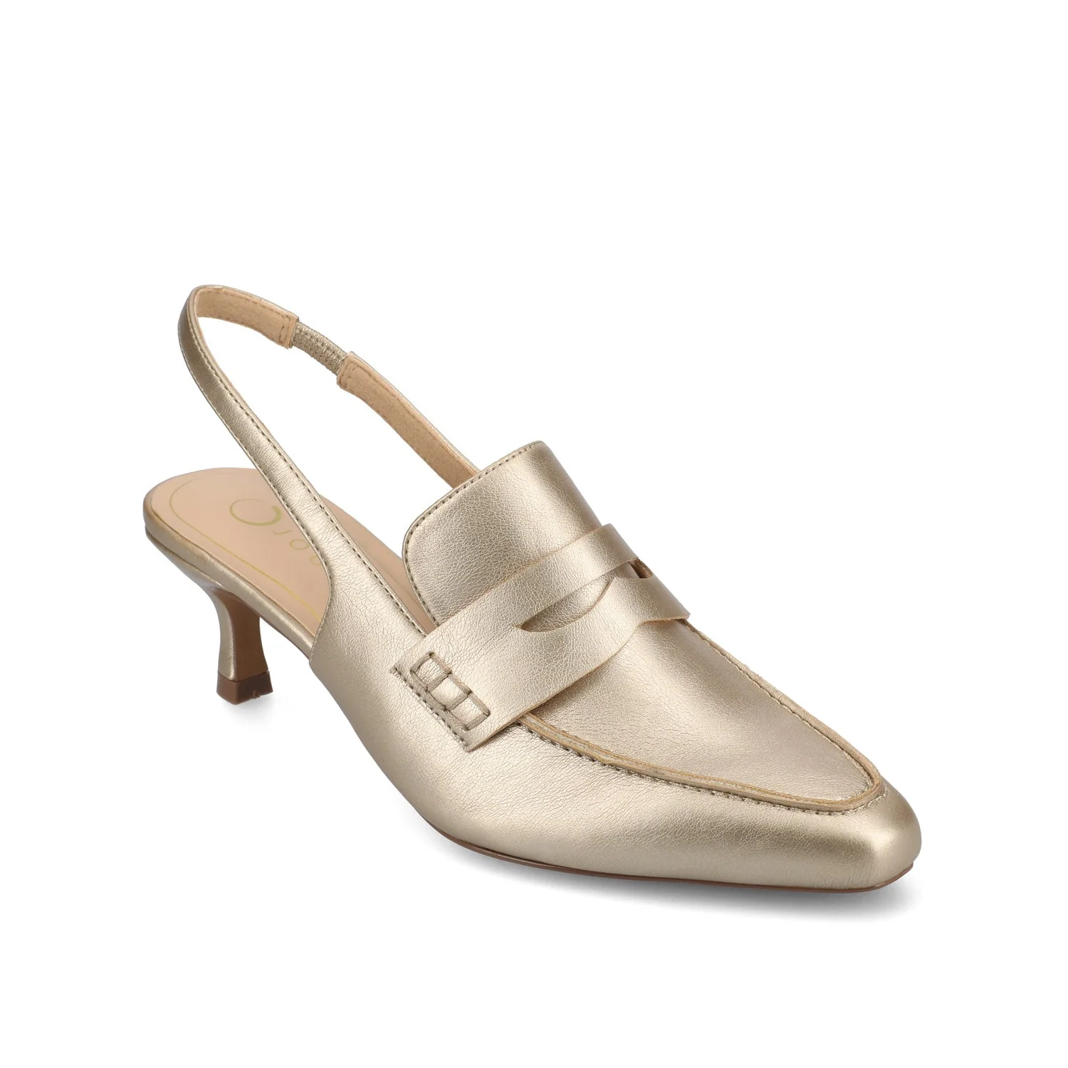 AMORY KITTEN HEEL LOAFERS IN VEGAN LEATHER IN WIDE - Champagne - Image 2