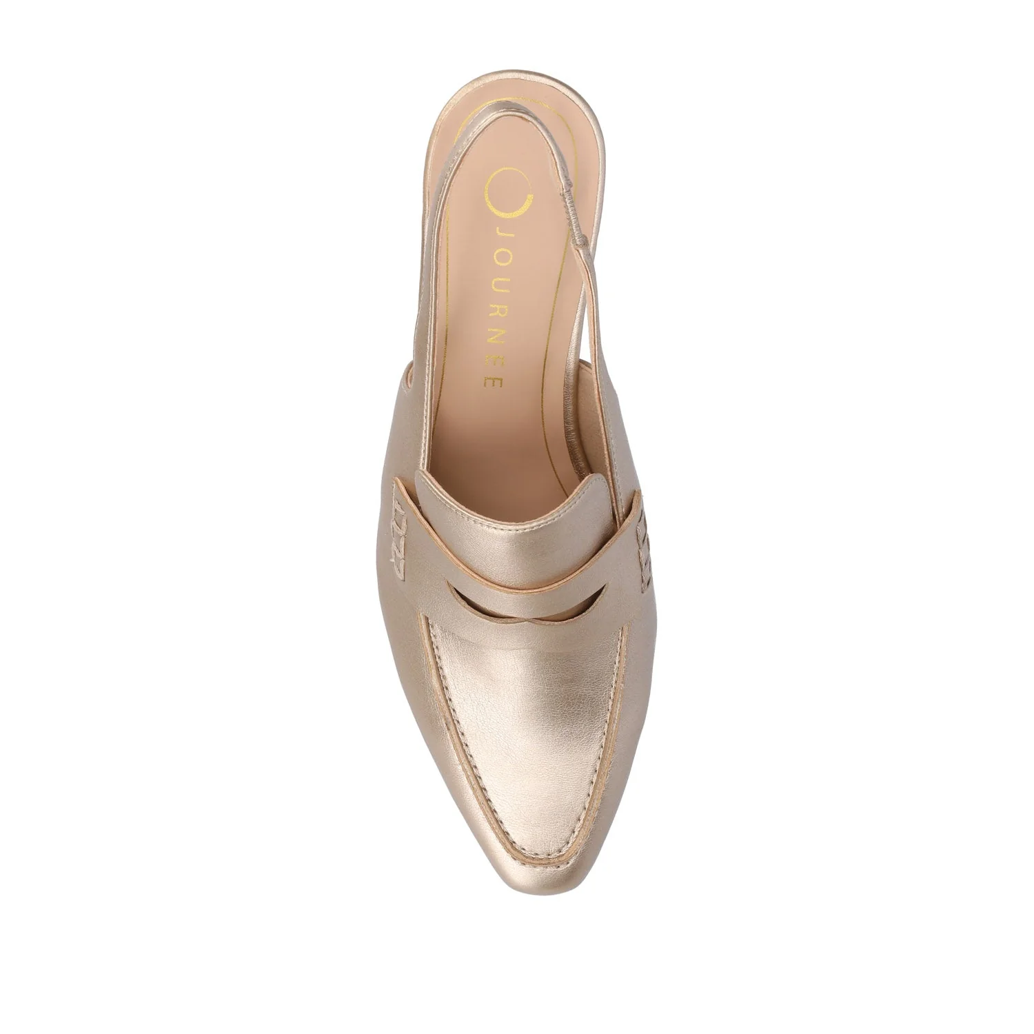 AMORY KITTEN HEEL LOAFERS IN VEGAN LEATHER IN WIDE - Champagne - Image 6