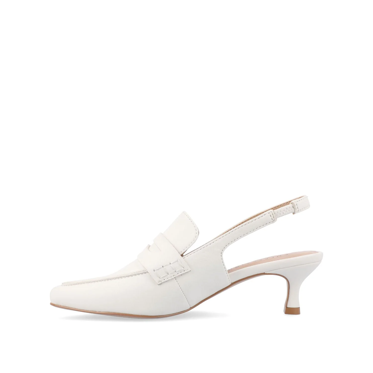 AMORY KITTEN HEEL LOAFERS IN VEGAN LEATHER IN WIDE - White - Image 3