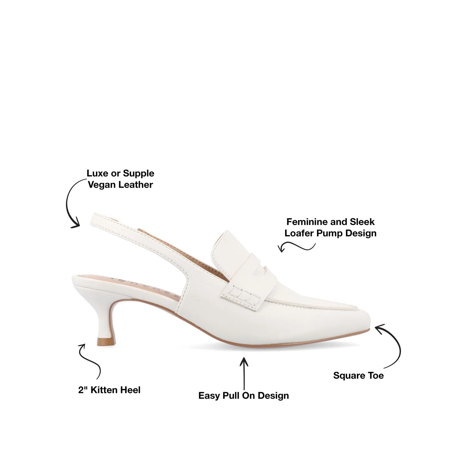 AMORY KITTEN HEEL LOAFERS IN VEGAN LEATHER - White - Image 9
