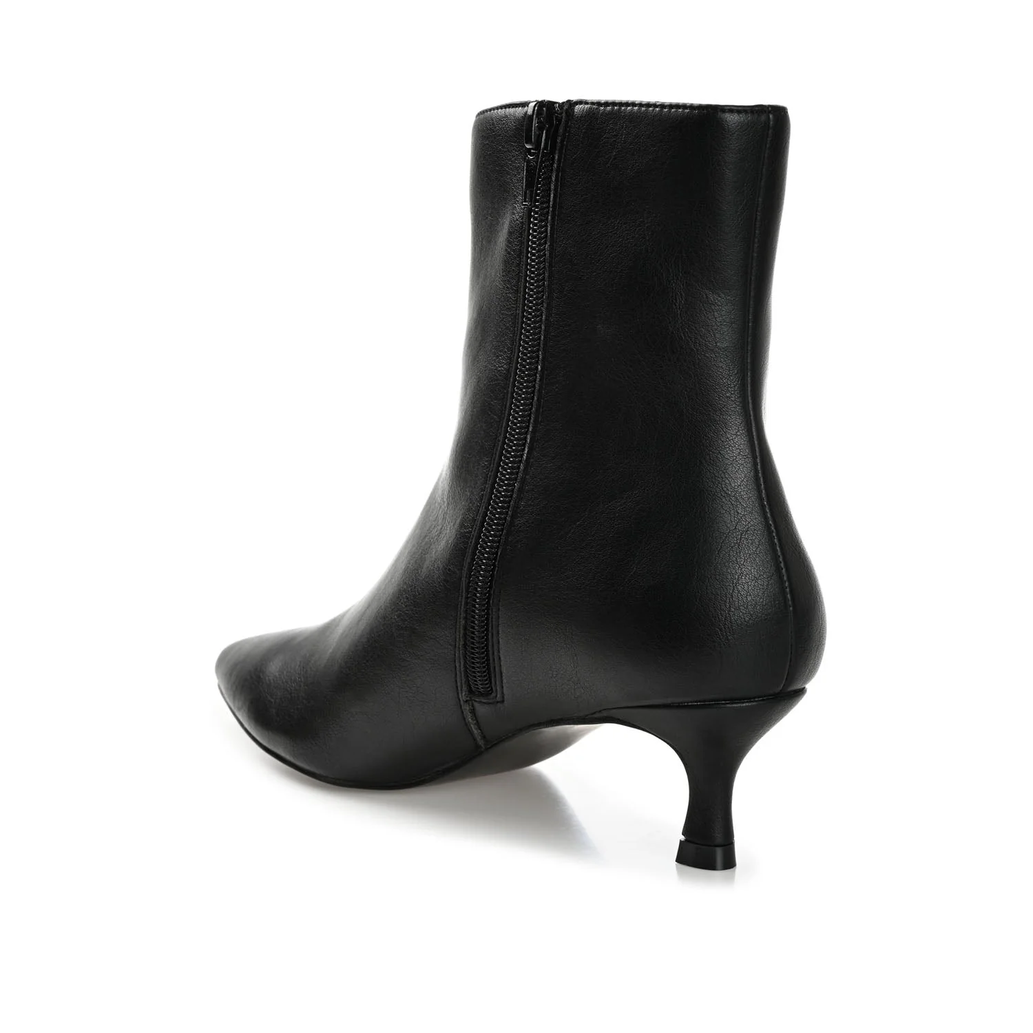 ARELY POINTED TOE BOOTIES IN VEGAN LEATHER - Black PU - Image 4