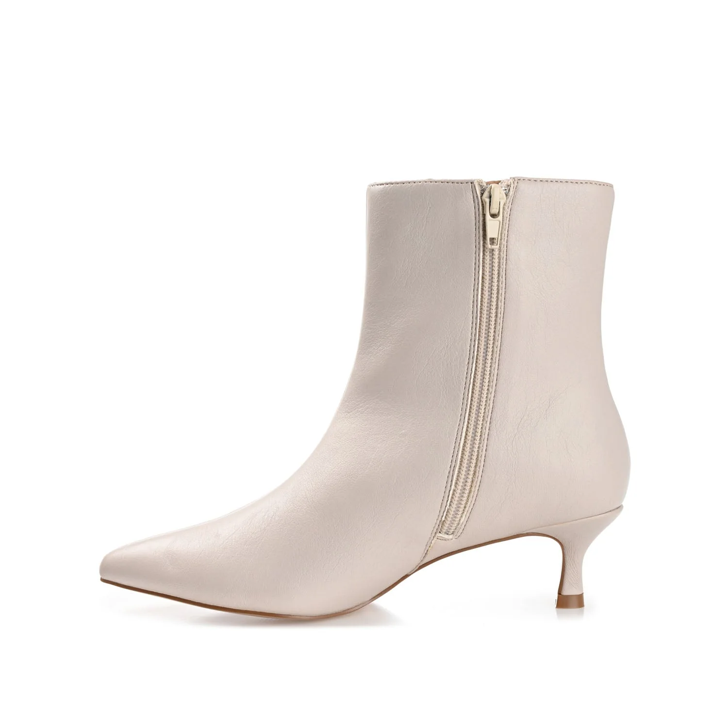 ARELY POINTED TOE BOOTIES IN VEGAN LEATHER - Stone PU - Image 3