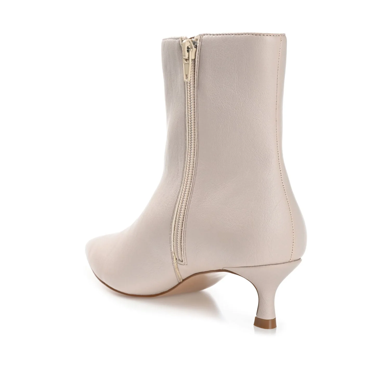 ARELY POINTED TOE BOOTIES IN VEGAN LEATHER - Stone PU - Image 4