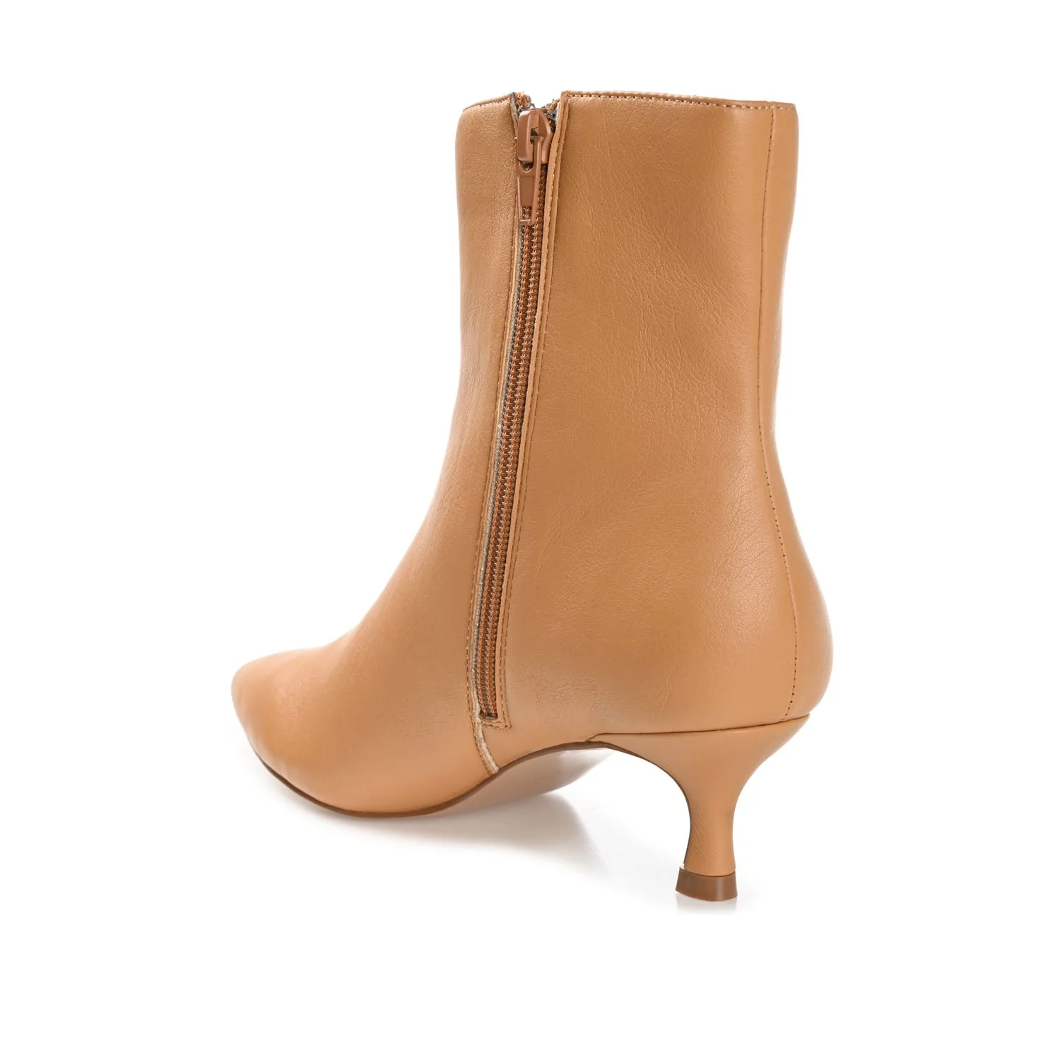 ARELY POINTED TOE BOOTIES IN VEGAN LEATHER - Tan PU - Image 4