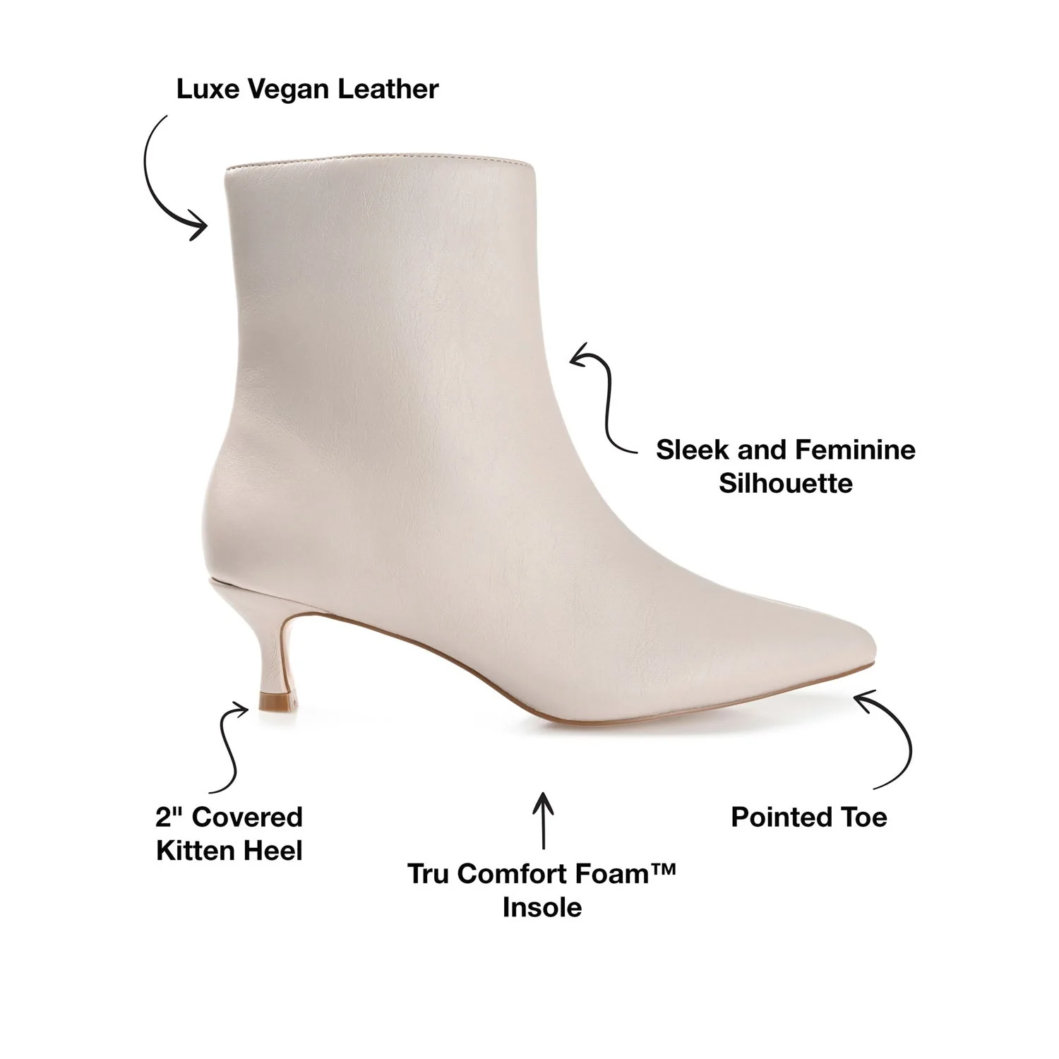 ARELY POINTED TOE BOOTIES IN WIDE - Stone PU - Image 9