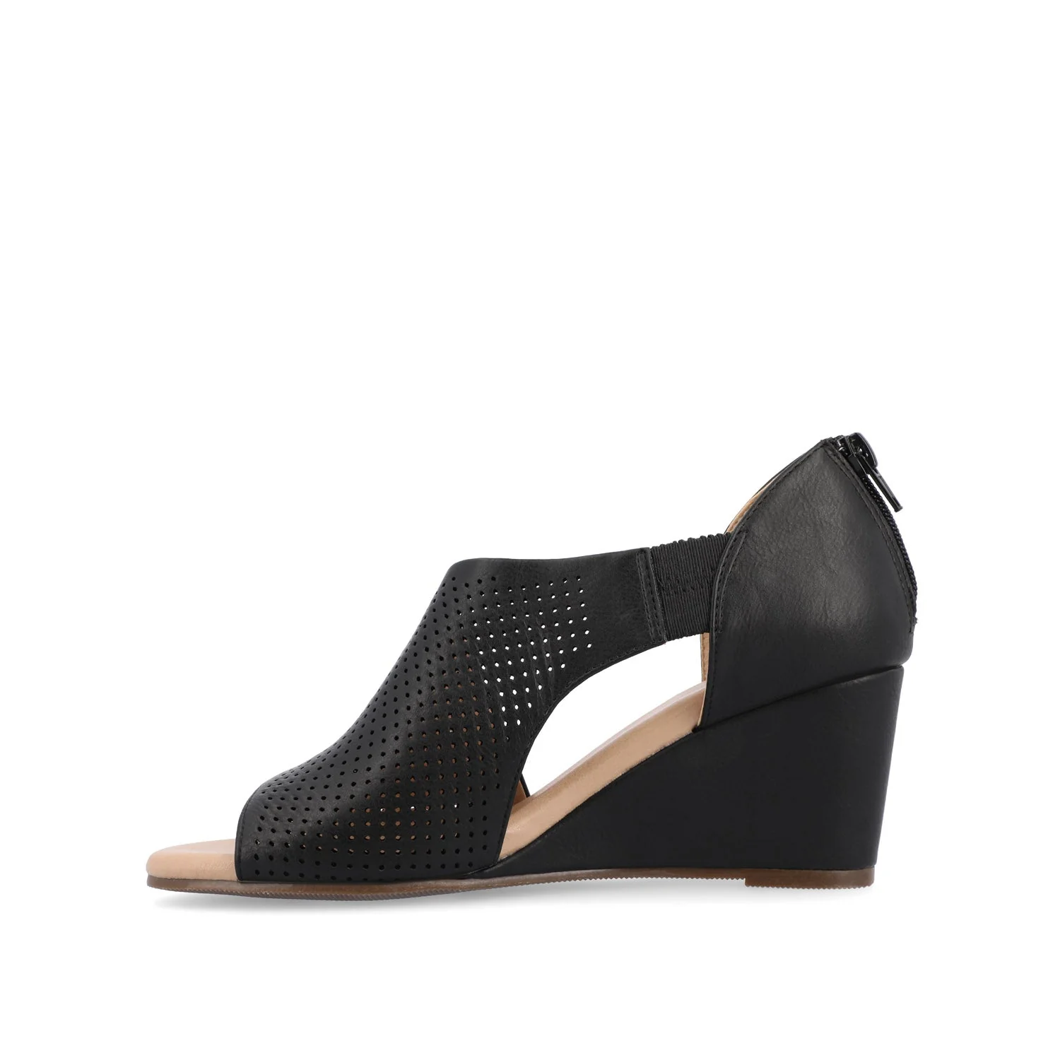 ARETHA WEDGE HEEL SANDALS IN VEGAN LEATHER - Black PU - Image 3