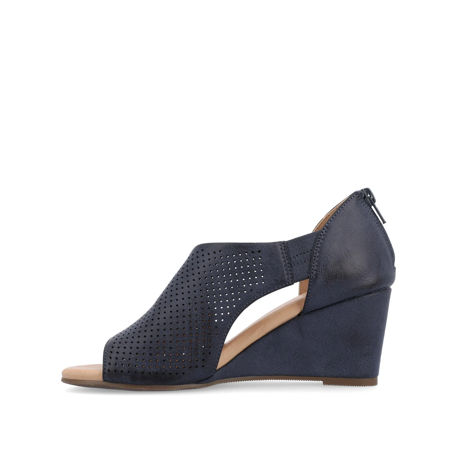 ARETHA WEDGE HEEL SANDALS IN VEGAN LEATHER - Blue PU - Image 3