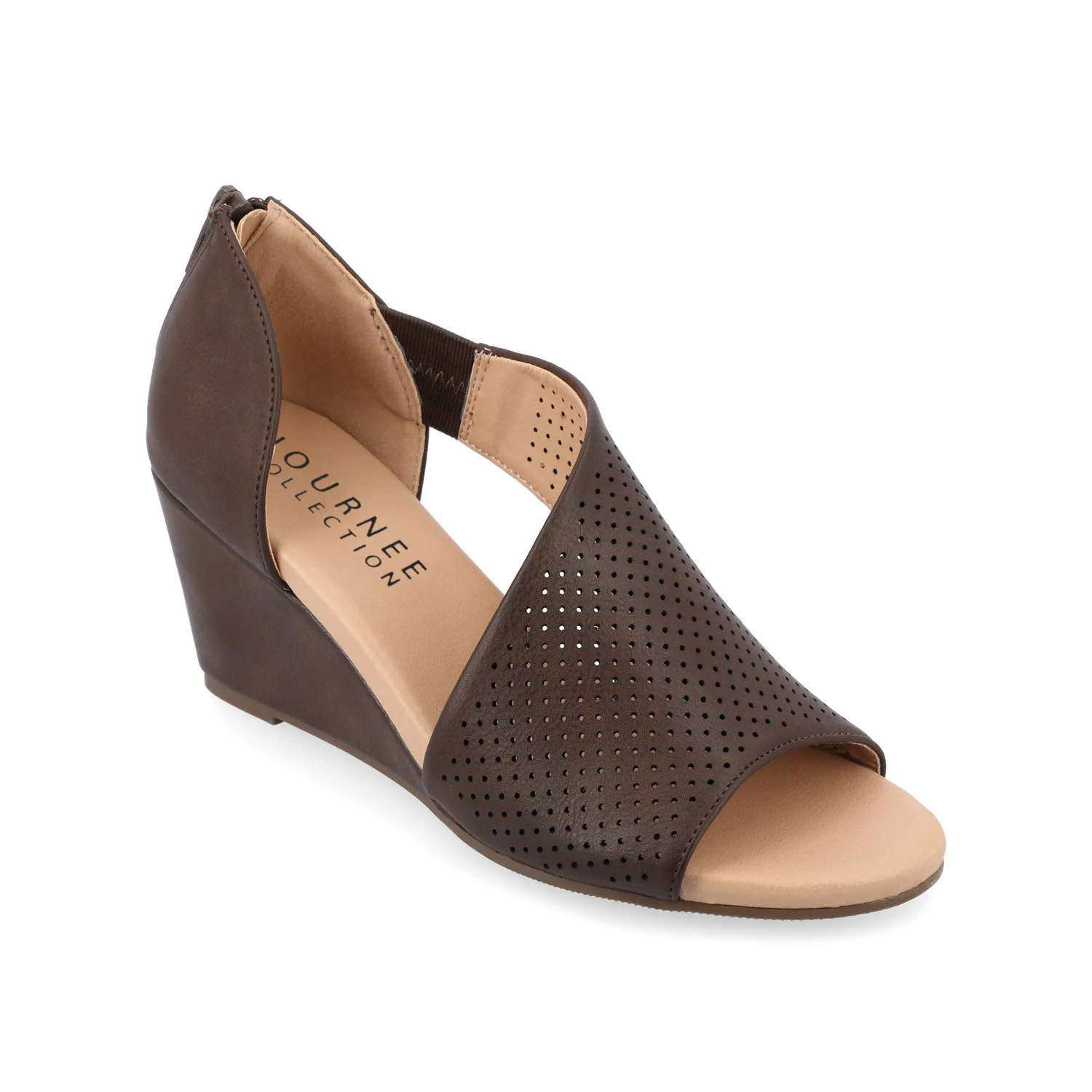 ARETHA WEDGE HEEL SANDALS IN VEGAN LEATHER - Brown PU - Image 2