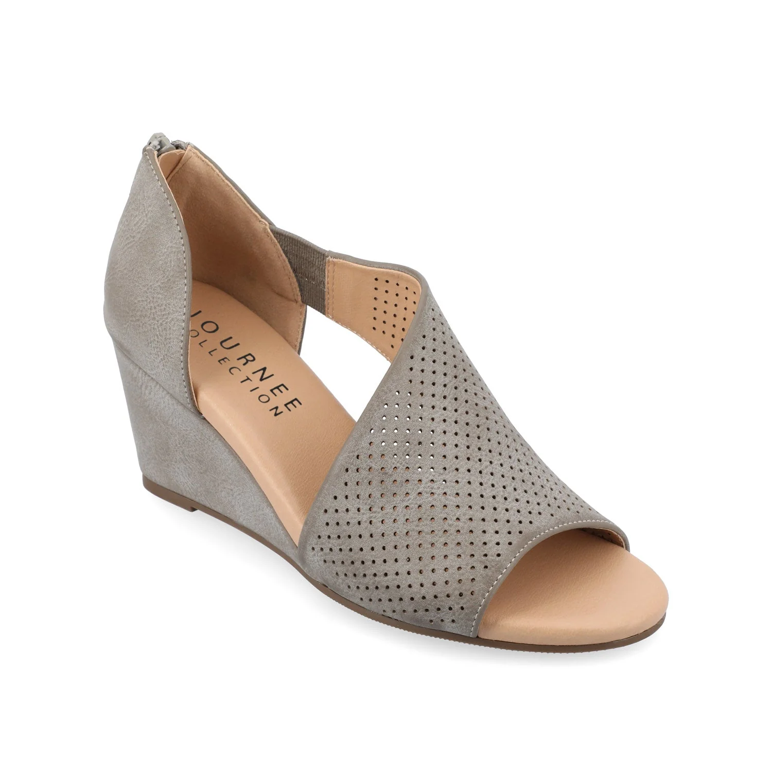 ARETHA WEDGE HEEL SANDALS IN VEGAN LEATHER - Grey PU - Image 2