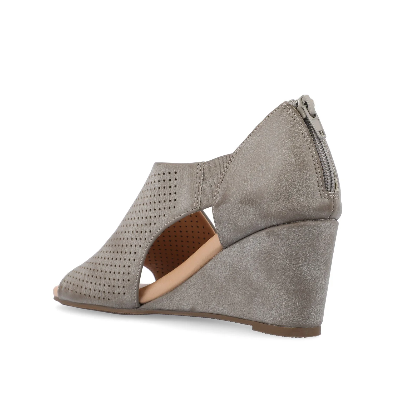 ARETHA WEDGE HEEL SANDALS IN VEGAN LEATHER - Grey PU - Image 4