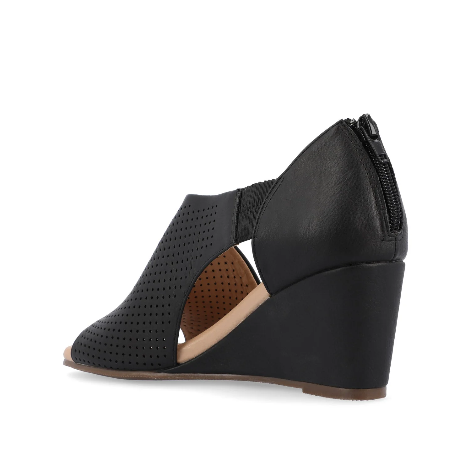 ARETHA WEDGE HEEL SANDALS IN WIDE - Black PU - Image 4