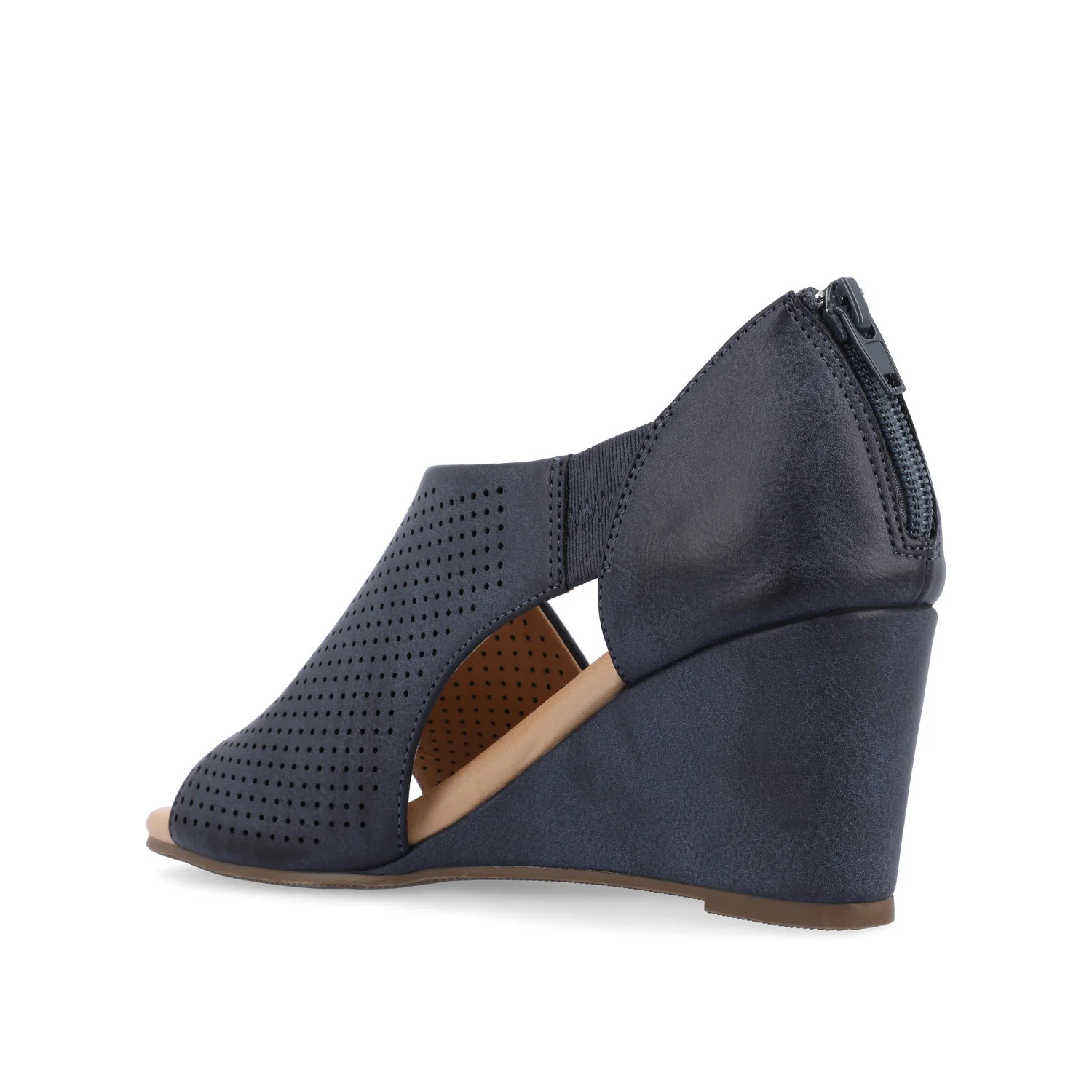 ARETHA WEDGE HEEL SANDALS IN WIDE - Blue PU - Image 4