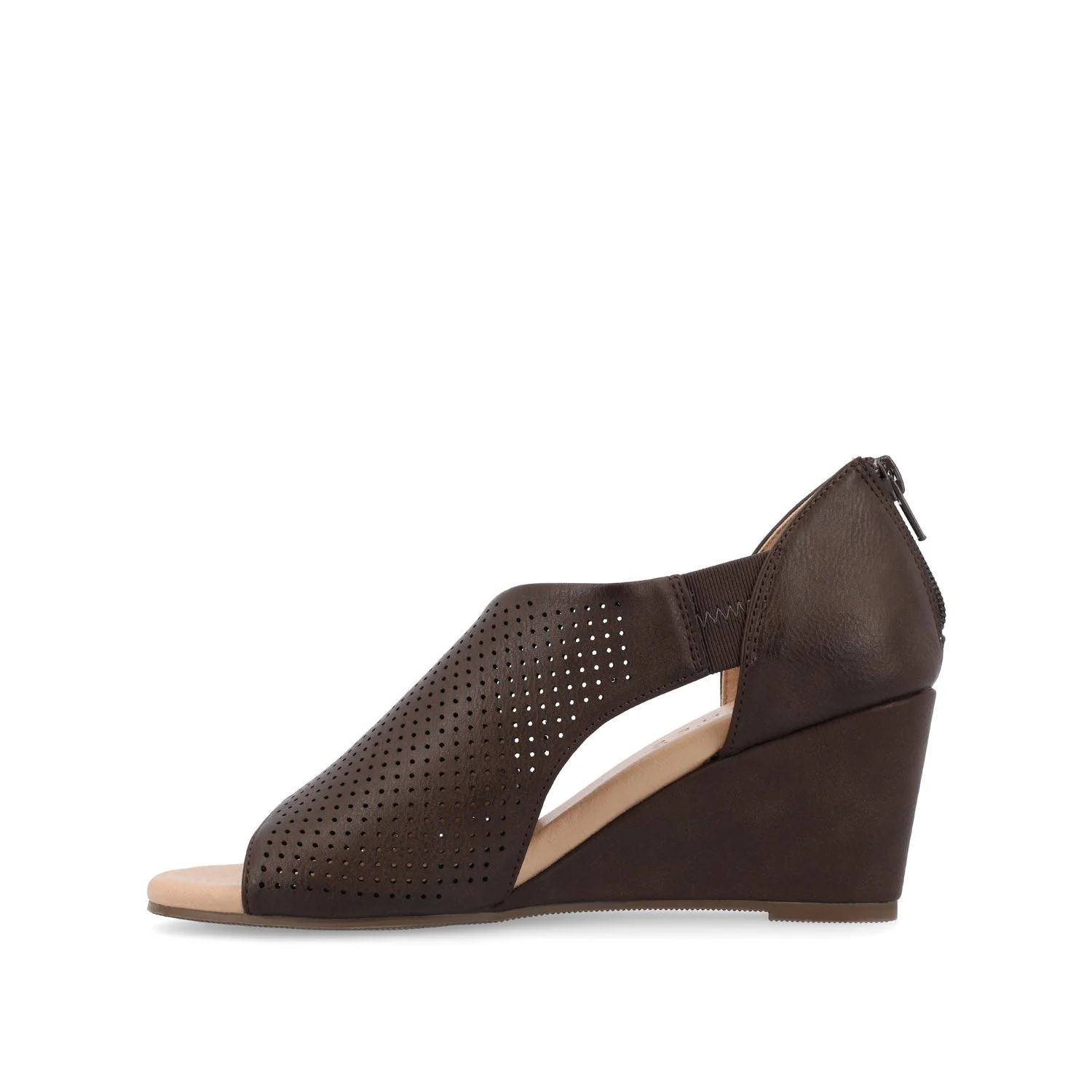 ARETHA WEDGE HEEL SANDALS IN WIDE - Brown PU - Image 3
