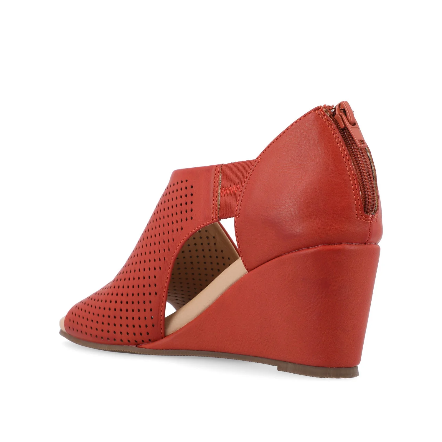 ARETHA WEDGE HEEL SANDALS IN WIDE - Rust PU - Image 4