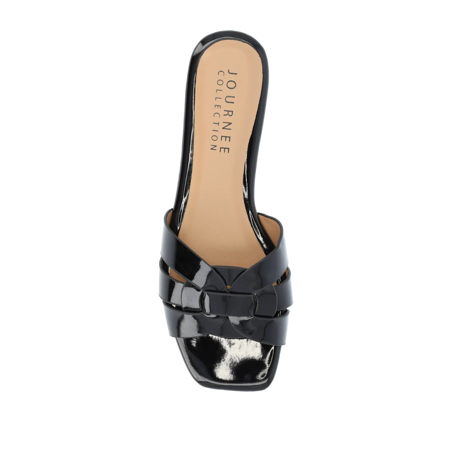 ARRINA SLIDE SANDALS IN BASIC PATENT - Black Patent - Image 6