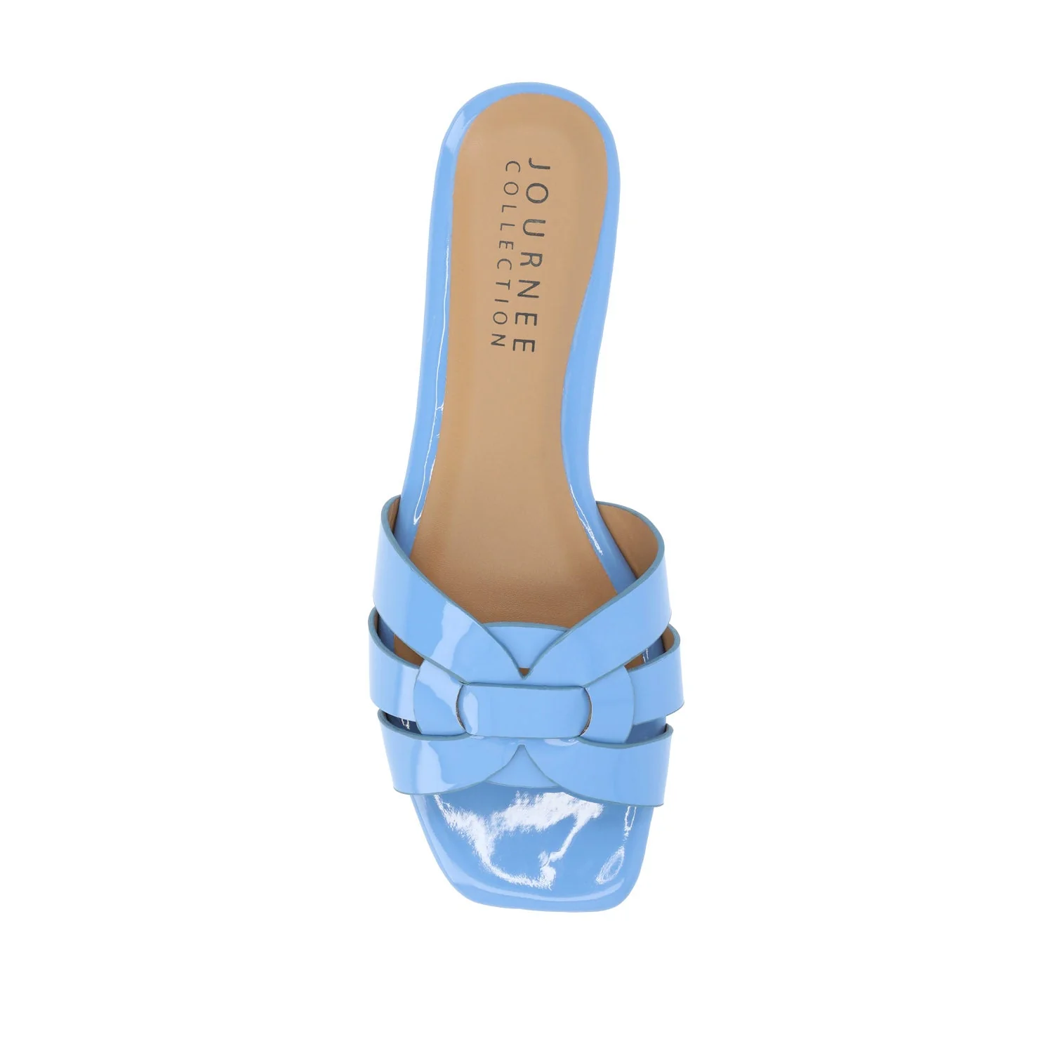ARRINA SLIDE SANDALS IN STATEMENT PATENT - Blue Patent - Image 5
