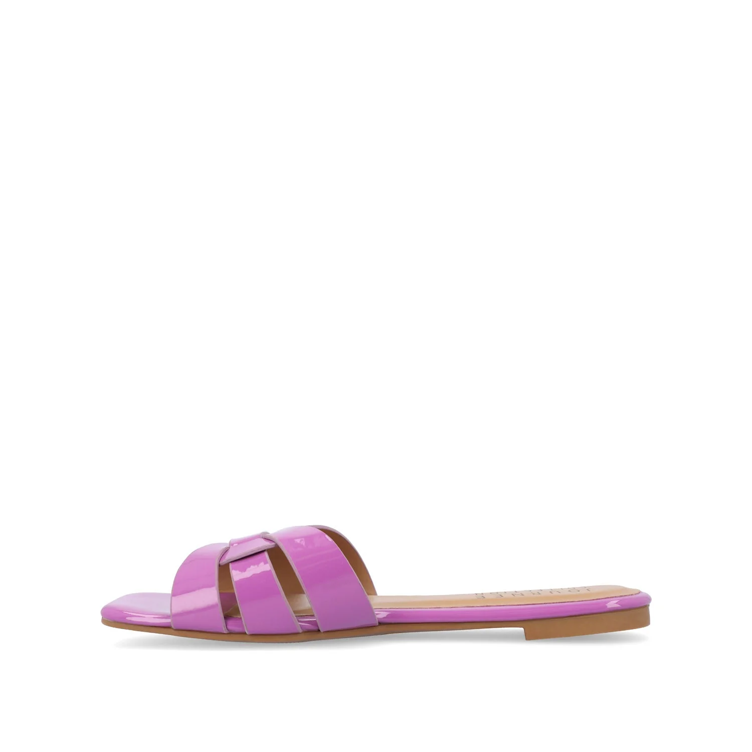 ARRINA SLIDE SANDALS IN STATEMENT PATENT - Purple Patent - Image 3