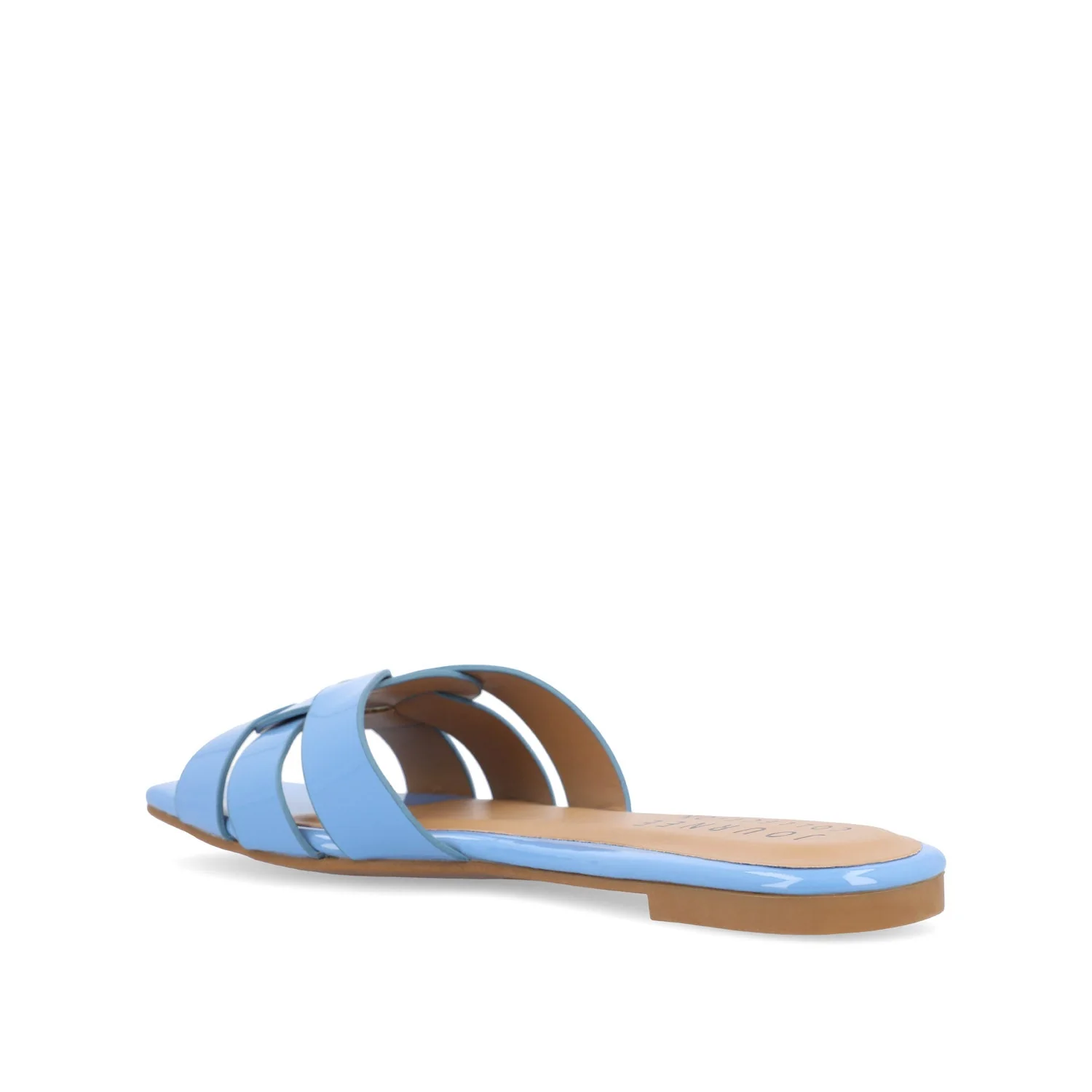 ARRINA STATEMENT PATENT SLIDE SANDALS IN WIDE - Blue Patent - Image 4