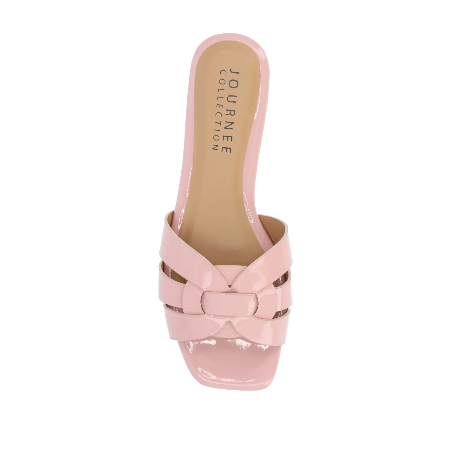 ARRINA STATEMENT PATENT SLIDE SANDALS IN WIDE - Blush Patent - Image 6