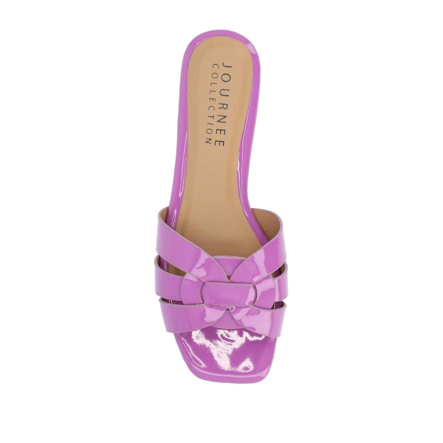ARRINA STATEMENT PATENT SLIDE SANDALS IN WIDE - Purple Patent - Image 5