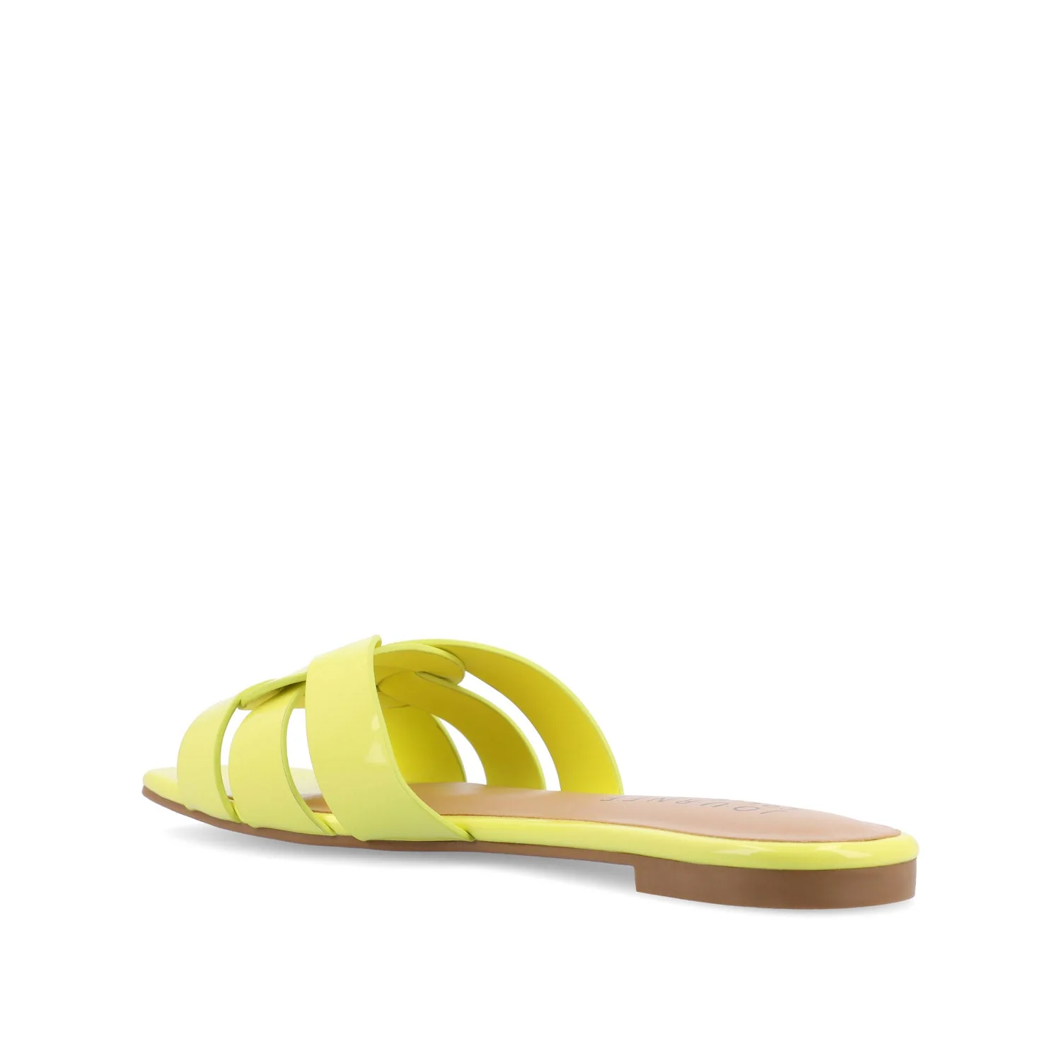 ARRINA STATEMENT PATENT SLIDE SANDALS IN WIDE - Yellow Patent - Image 2
