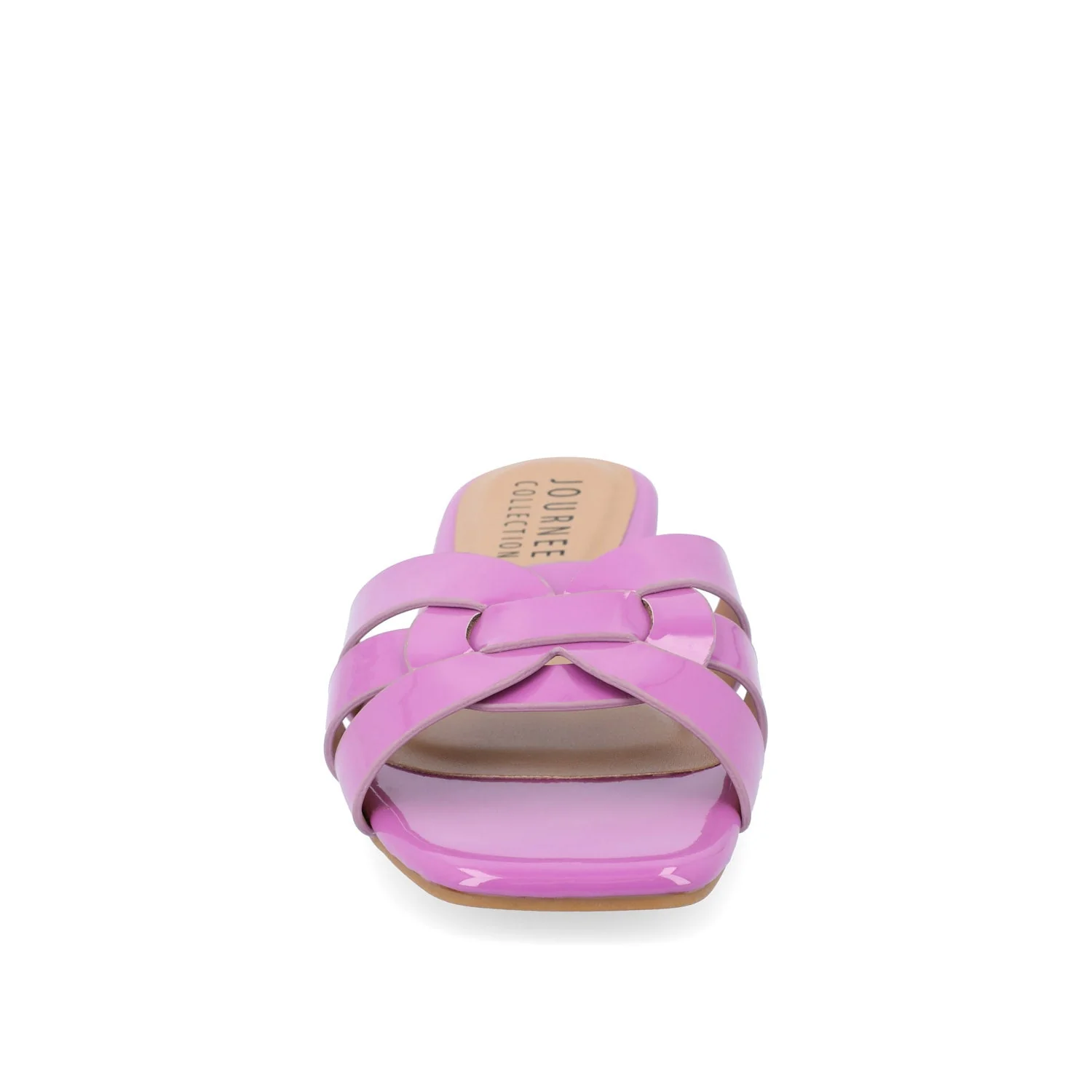 ARRINA STATEMENT PATENT SLIDE SANDALS IN WIDE - Yellow Patent - Image 9