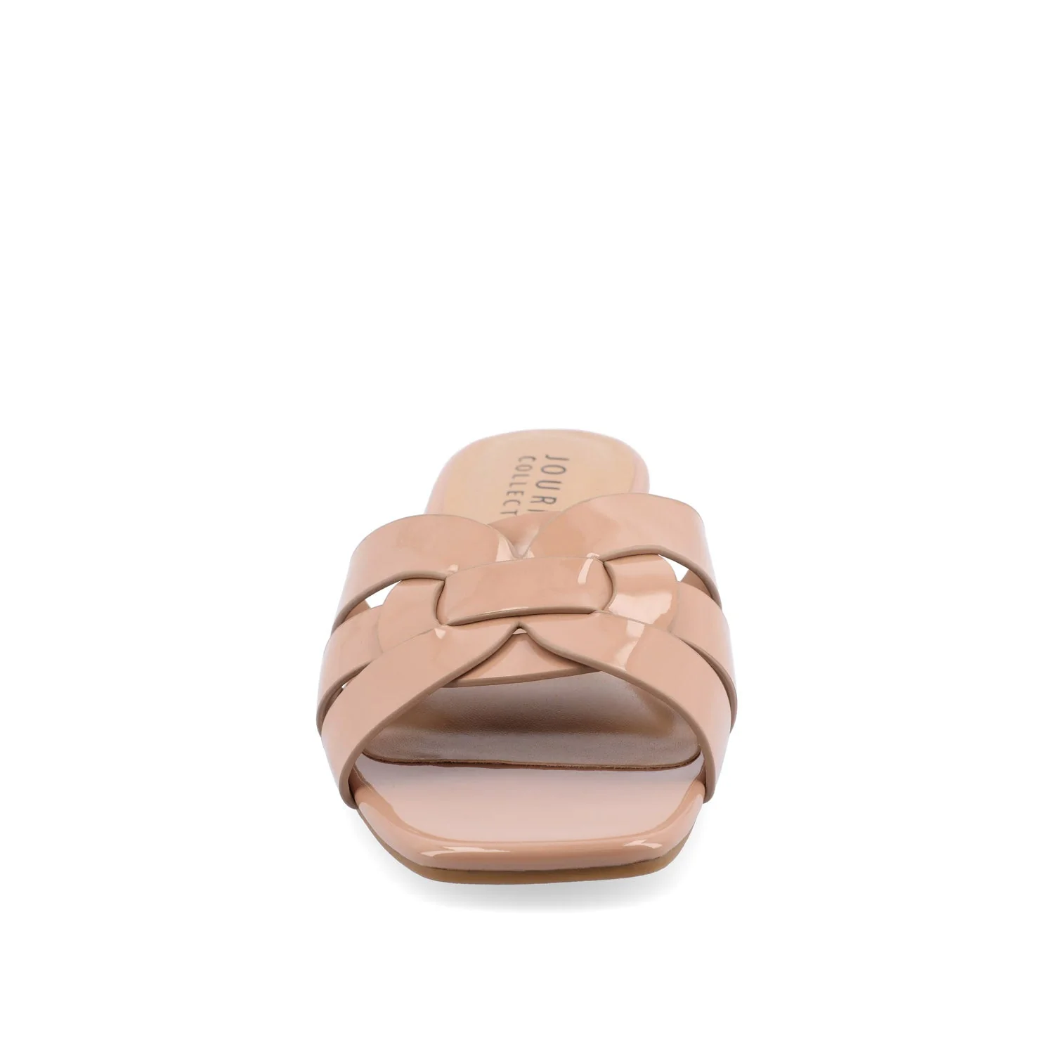 ARRINA SLIDE SANDALS IN BASIC PATENT - Taupe Patent - Image 5