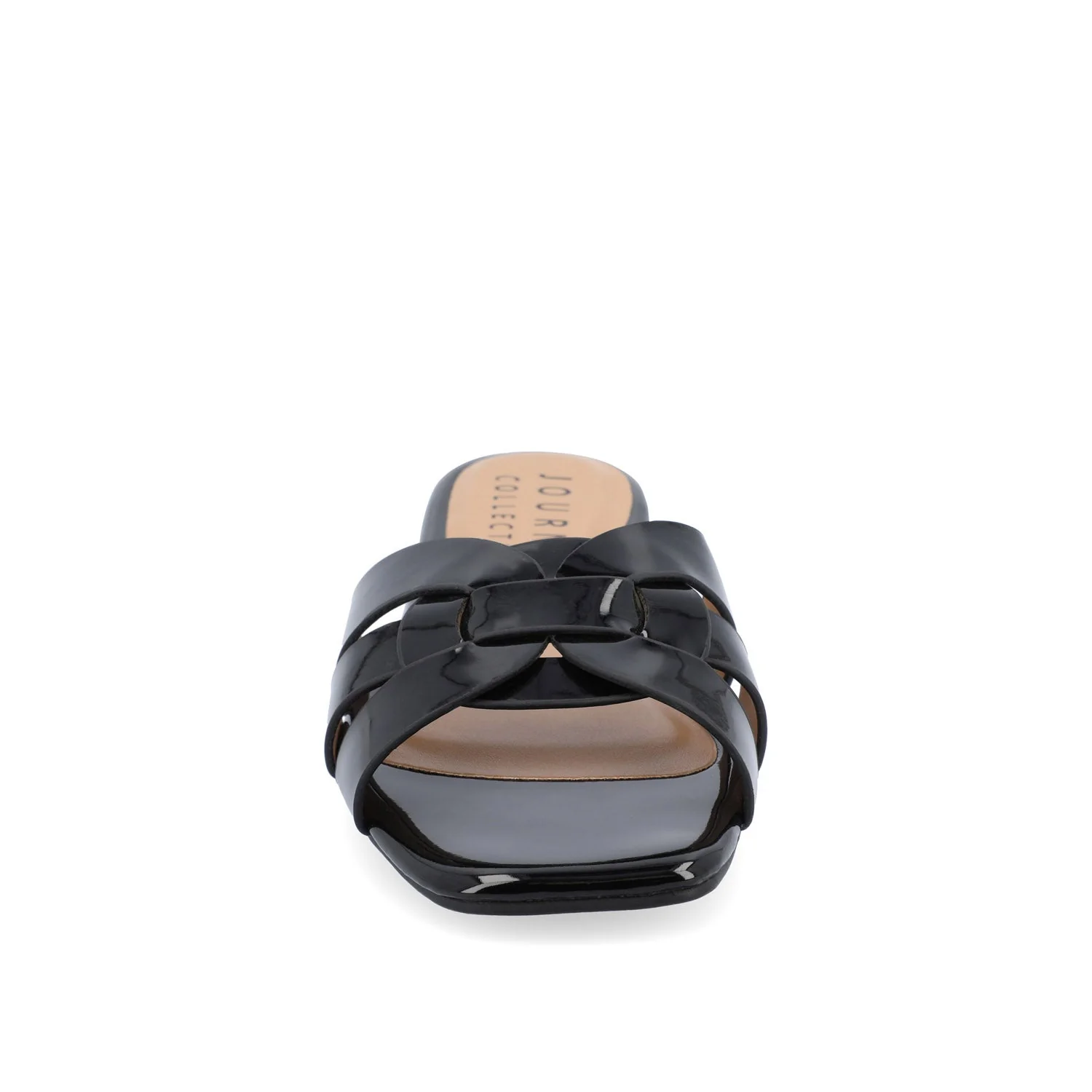 ARRINA BASIC PATENT SLIDE SANDALS IN WIDE - Black Patent - Image 5
