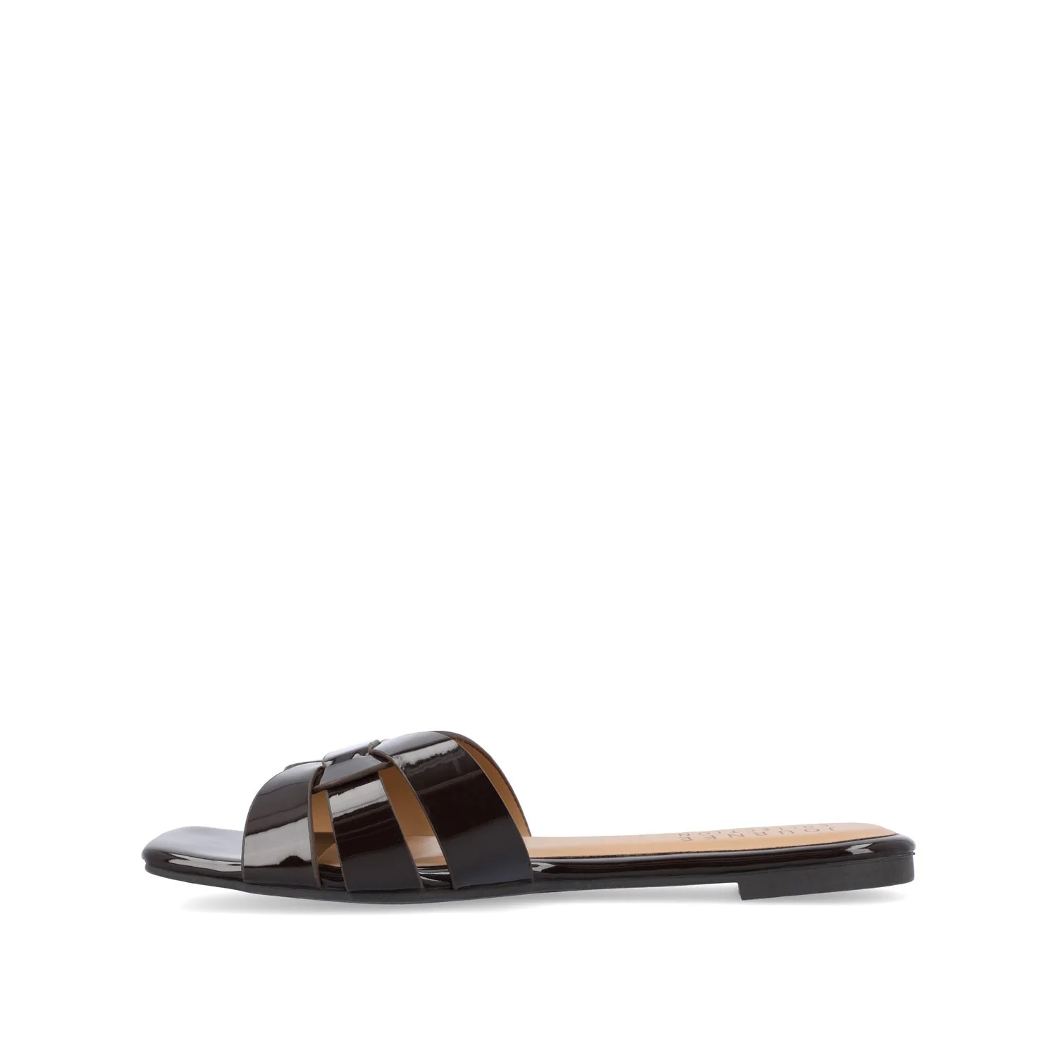 ARRINA BASIC PATENT SLIDE SANDALS IN WIDE - Brown Patent - Image 3