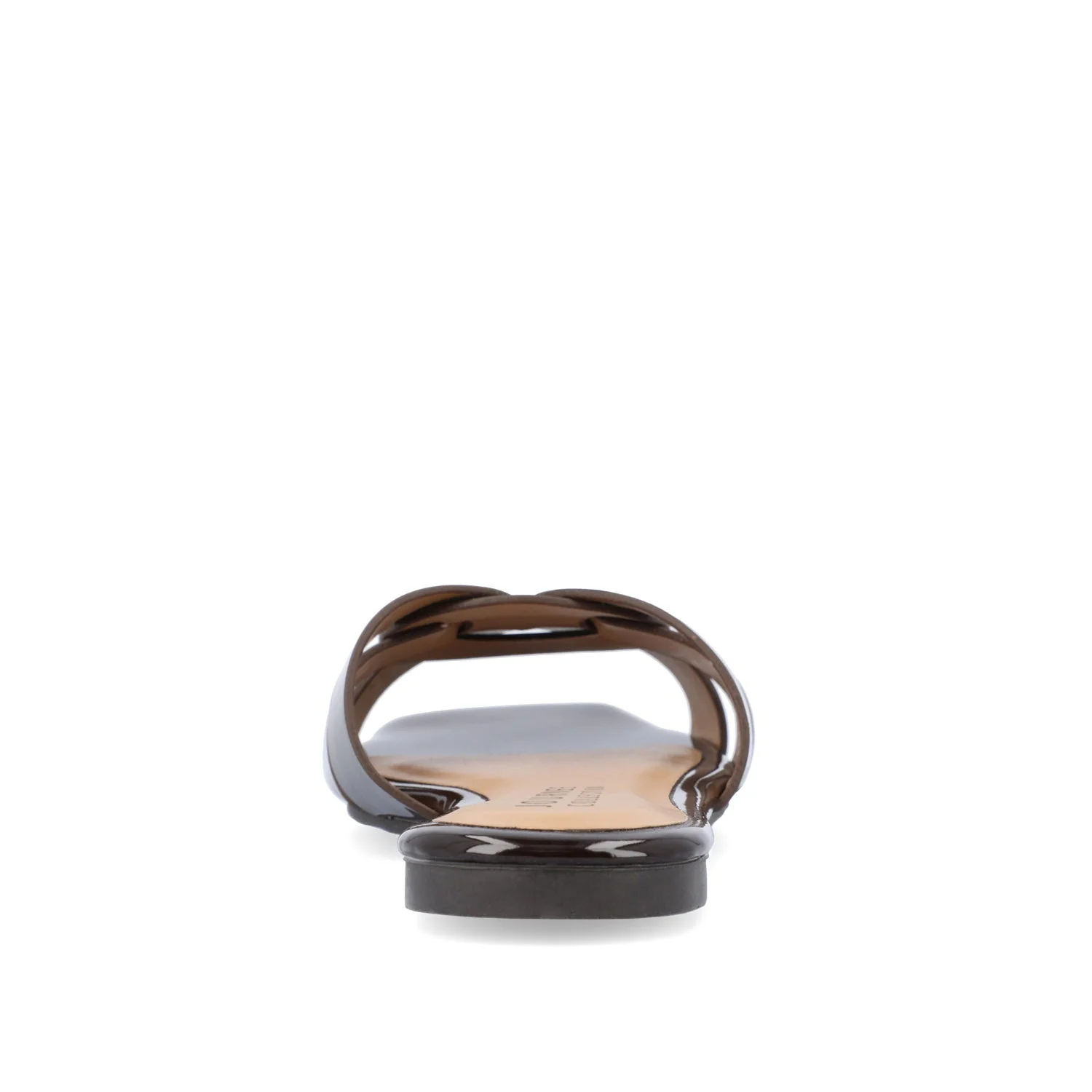 ARRINA BASIC PATENT SLIDE SANDALS IN WIDE - Brown Patent - Image 7