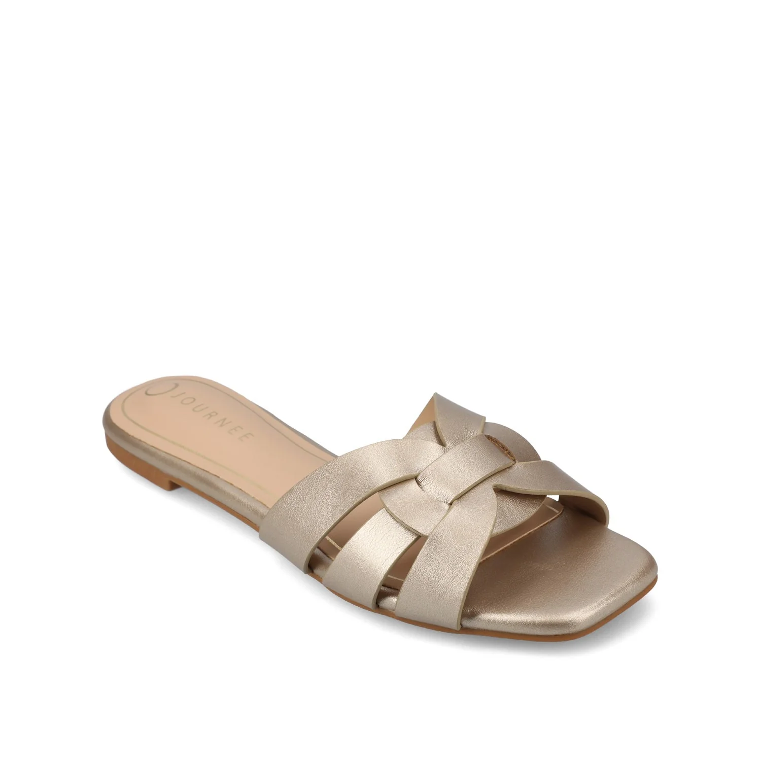 ARRINA BASIC PATENT SLIDE SANDALS IN WIDE - Champagne PU - Image 2