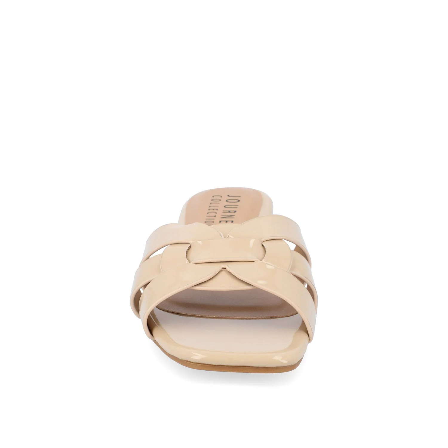 ARRINA BASIC PATENT SLIDE SANDALS IN WIDE - Nude Patent - Image 6