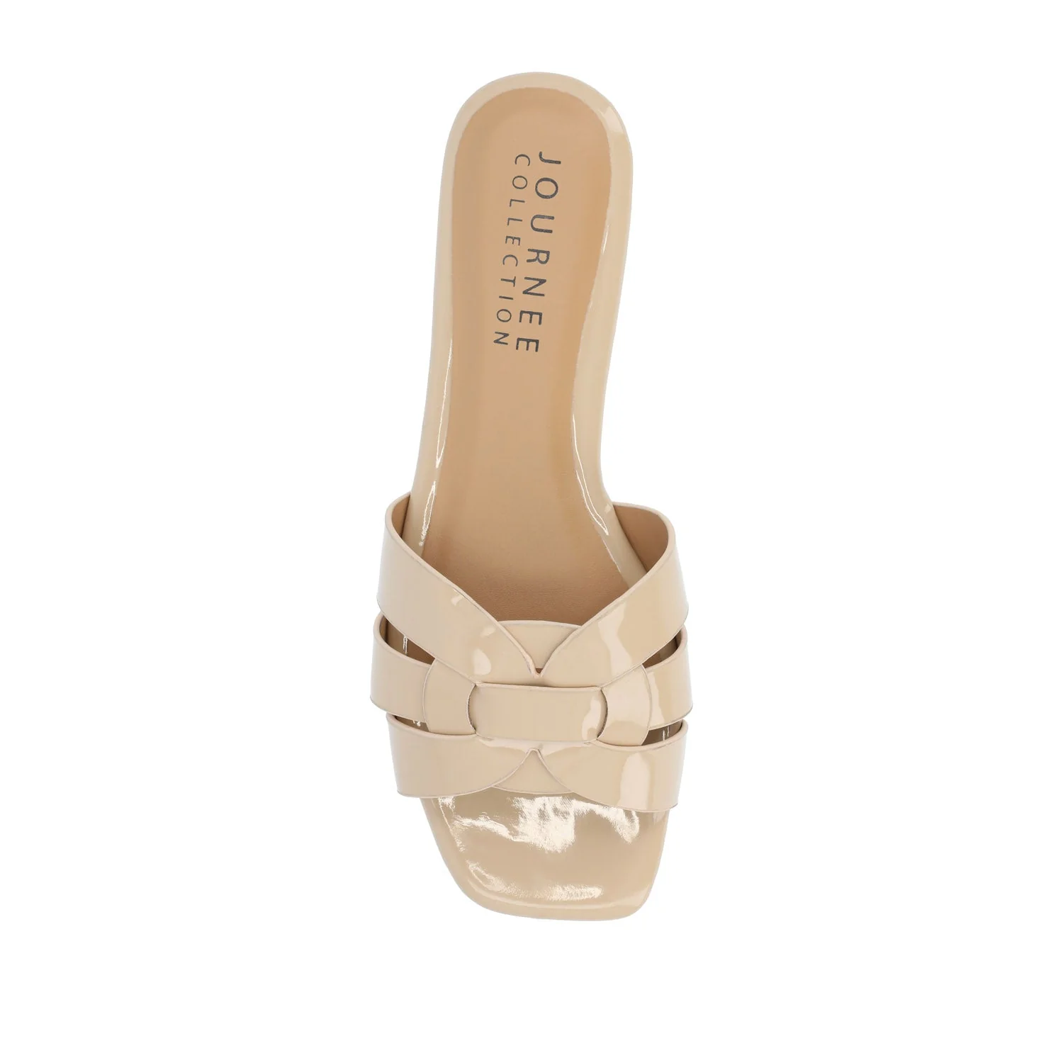 ARRINA BASIC PATENT SLIDE SANDALS IN WIDE - Nude Patent - Image 7