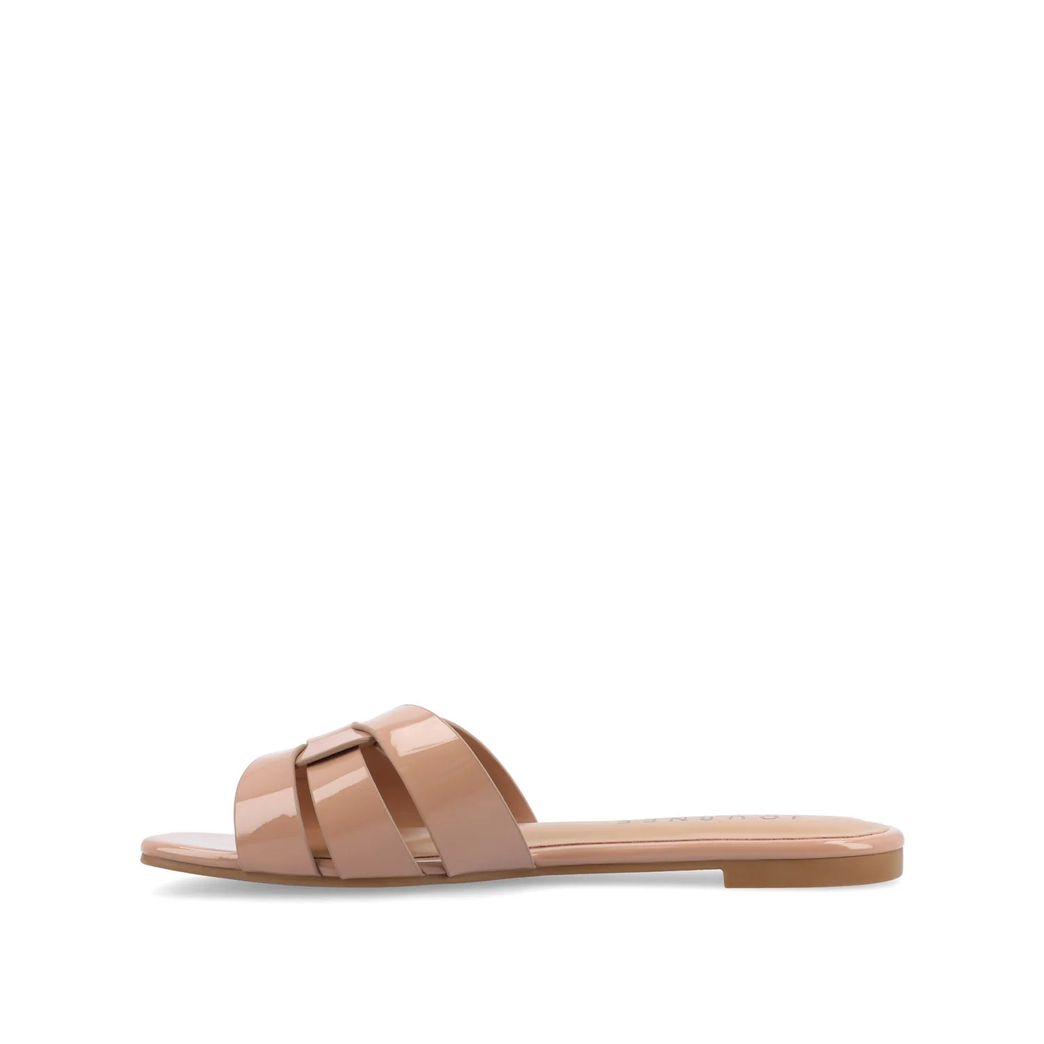 ARRINA BASIC PATENT SLIDE SANDALS IN WIDE - Taupe Patent - Image 3