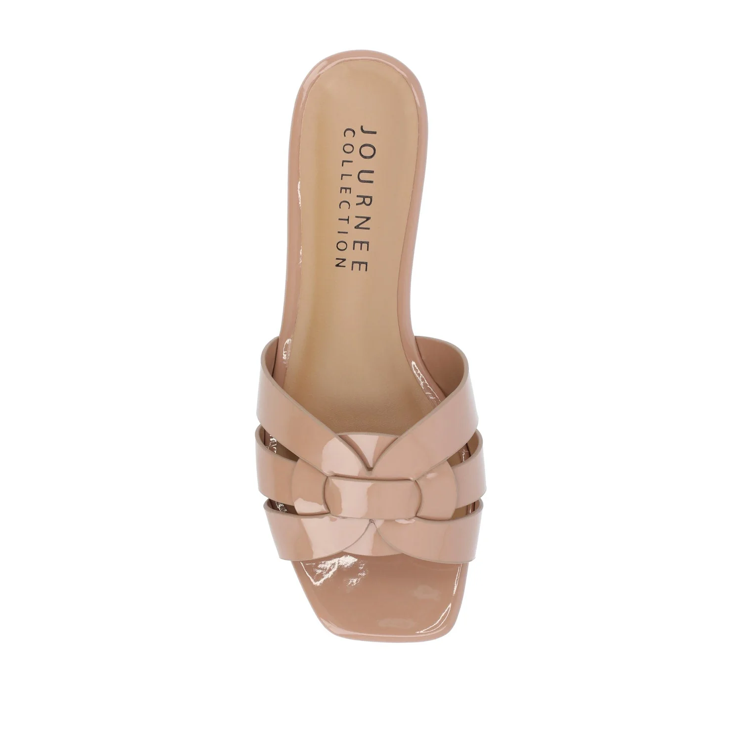 ARRINA BASIC PATENT SLIDE SANDALS IN WIDE - Taupe Patent - Image 6