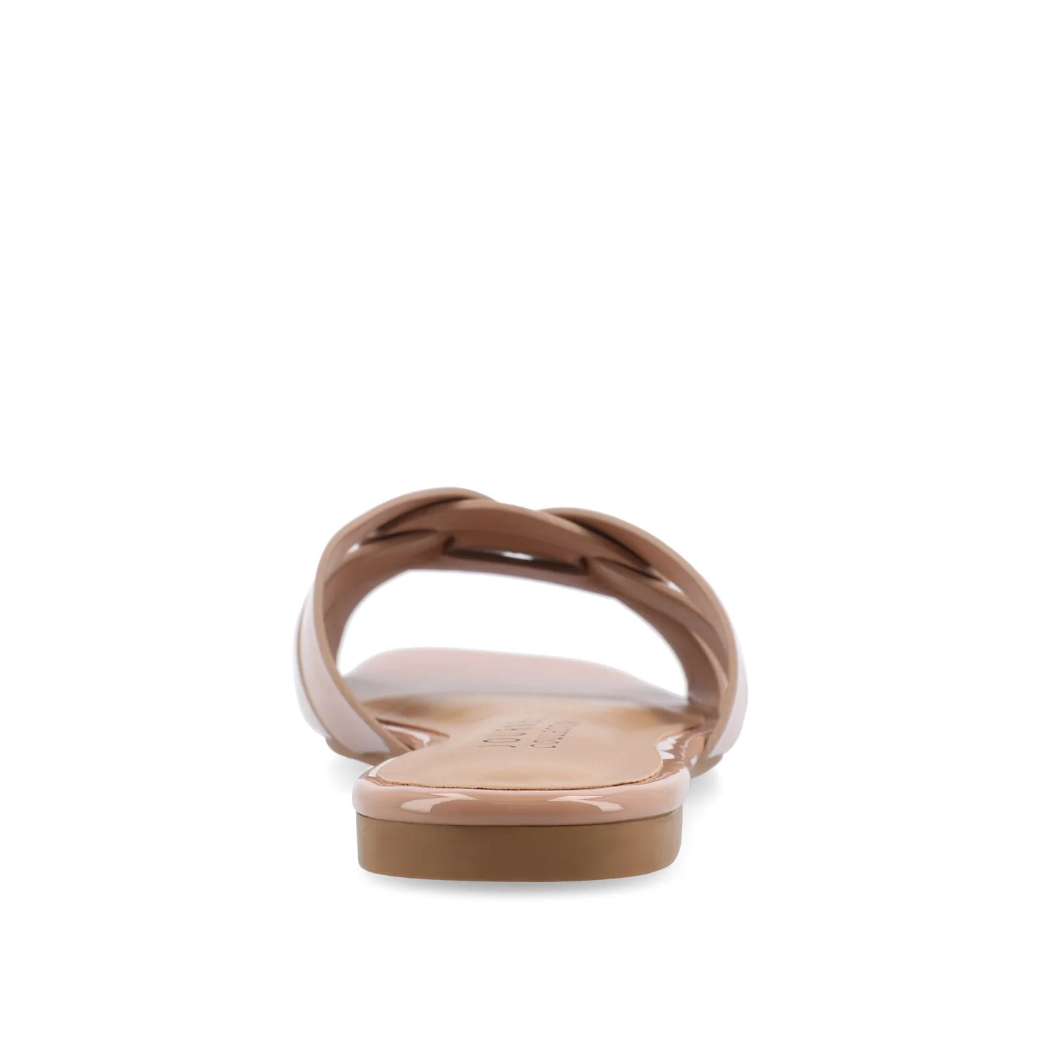 ARRINA BASIC PATENT SLIDE SANDALS IN WIDE - Taupe Patent - Image 7