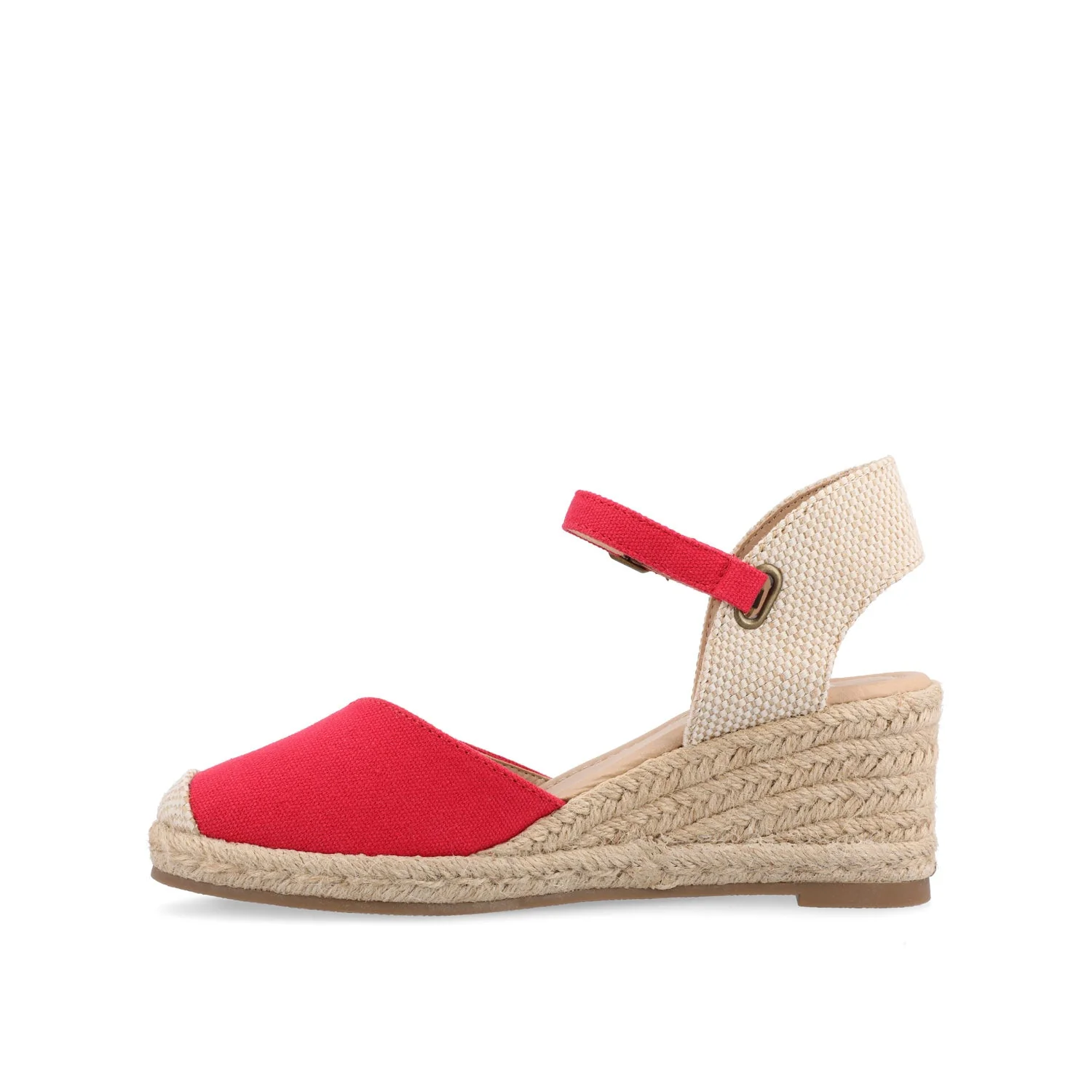 ASHLYN ESPADRILLE WEDGE SANDALS IN CANVAS - Red Fabric - Image 3