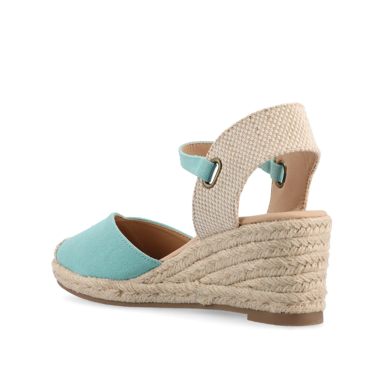 ASHLYN ESPADRILLE WEDGE SANDALS IN CANVAS - Teal Fabric - Image 4